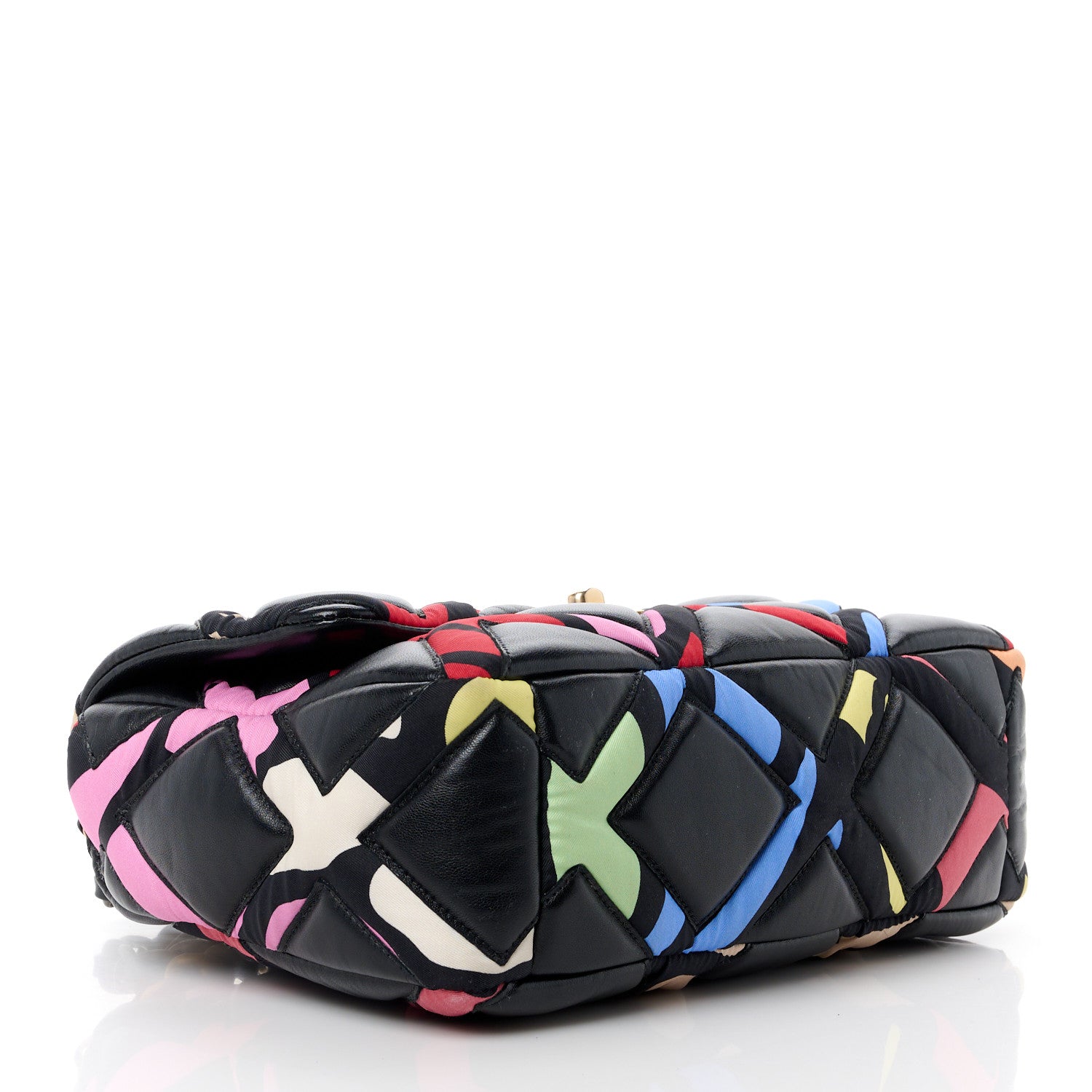 Chanel Lambskin Printed Fabric Medium Chanel 19 Flap Black Multicolor 4 of 10