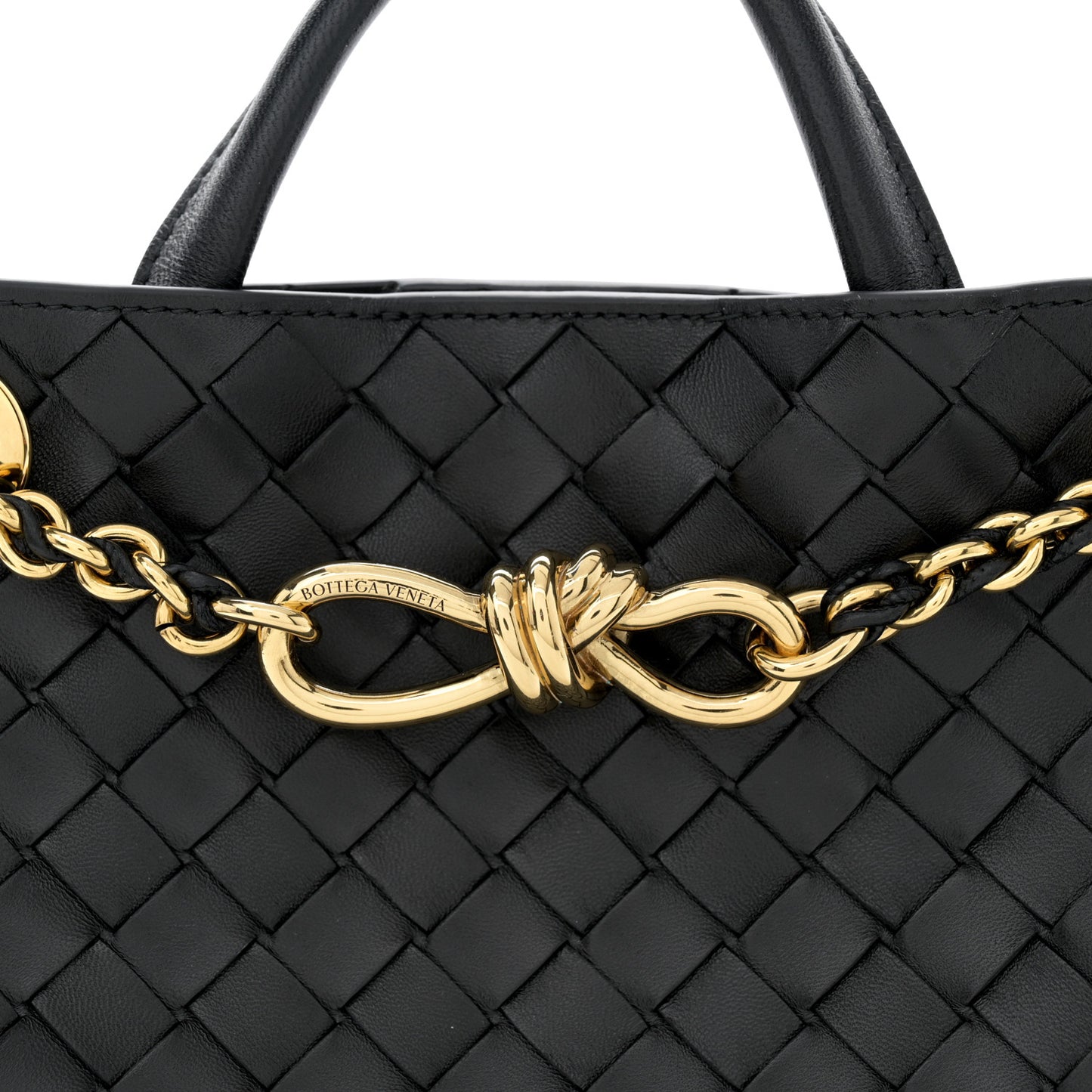 Nappa Intrecciato Small Andiamo With Chain Shoulder Bag Black