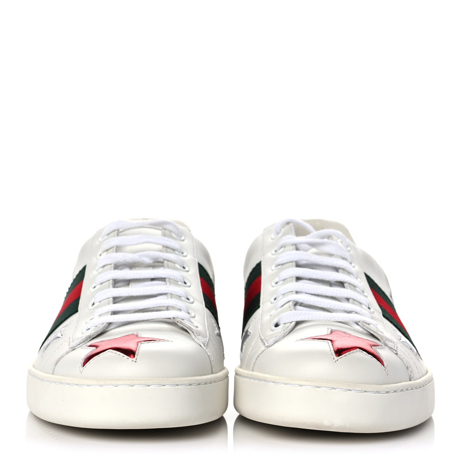 Gucci Calfskin Ayers Web Star Embroidered Mens Ace Sneakers 9 White Multi 2 of 8