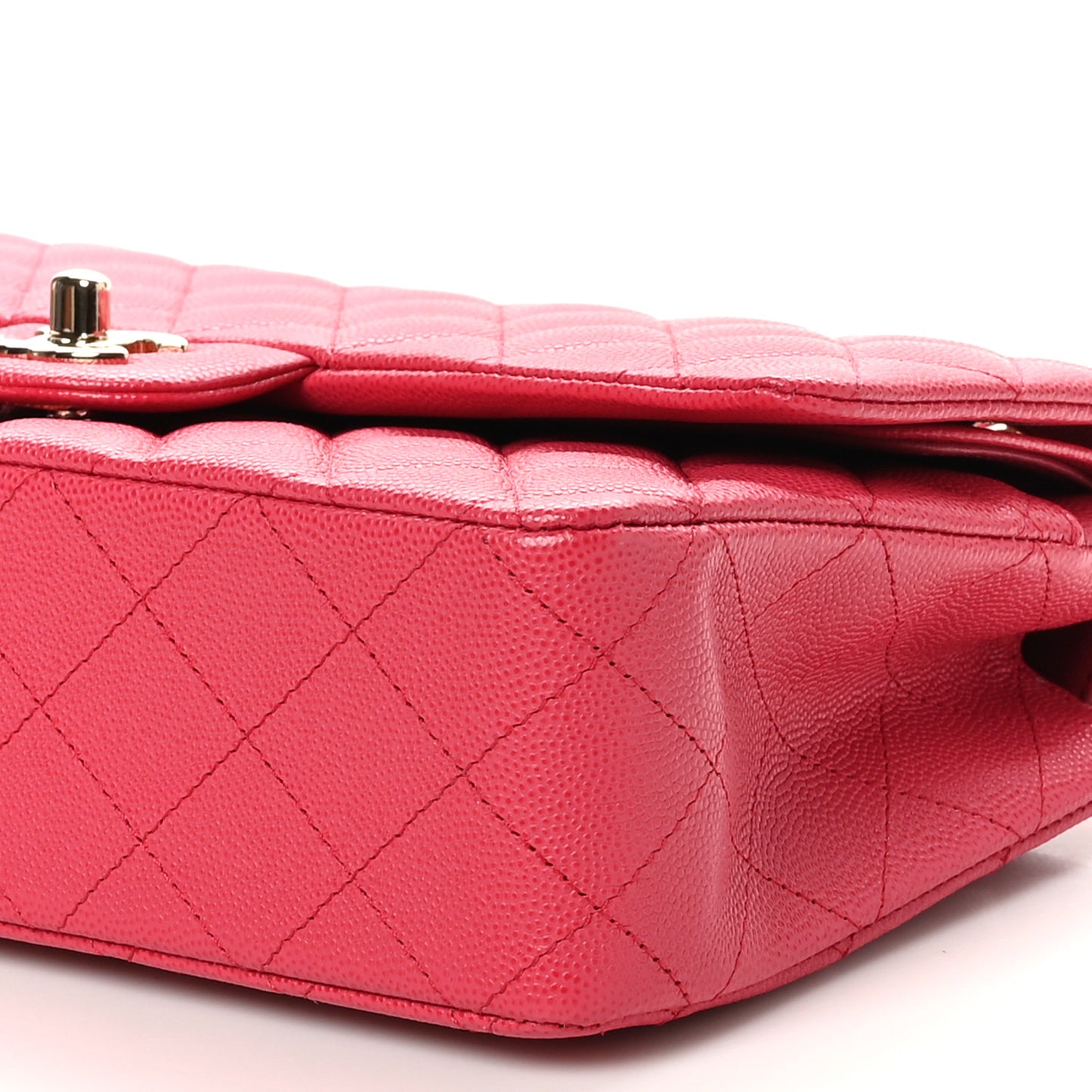 Caviar Quilted Medium Double Flap Dark Pink