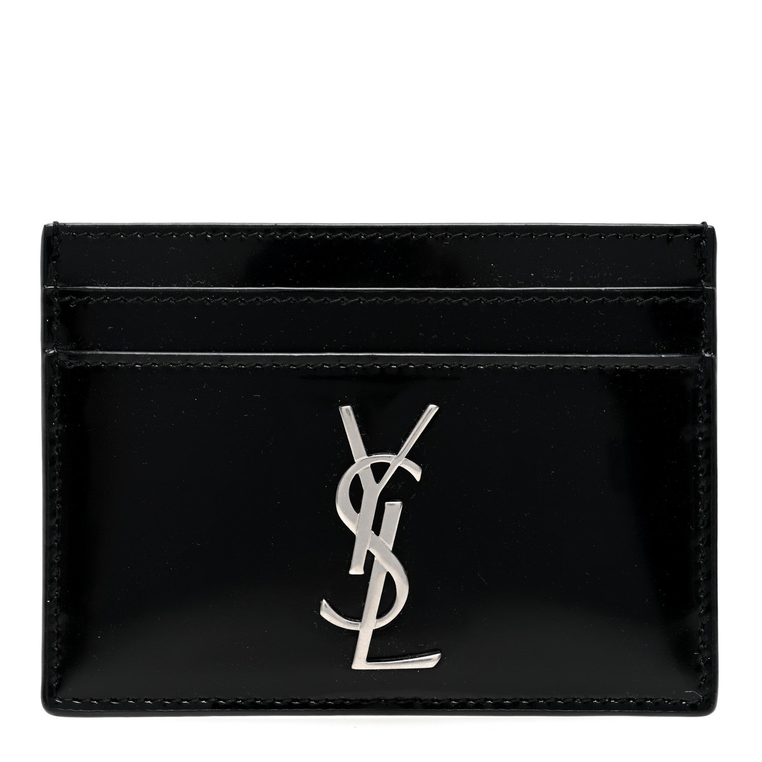 Saint Laurent Patent Calfskin Monogram Credit Card Case Black 1 of 8