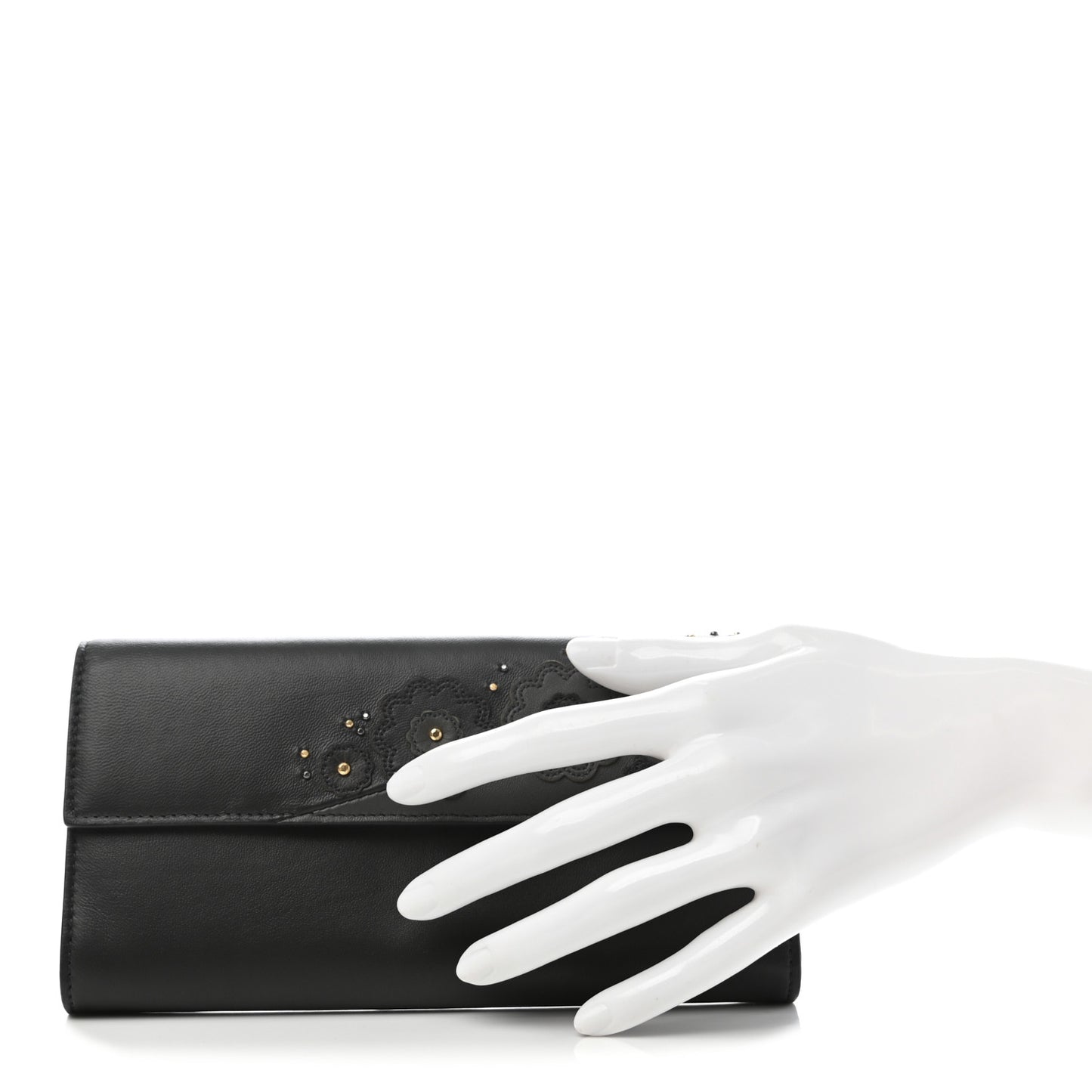 Nappa Flowers Continental Flap Wallet Grey