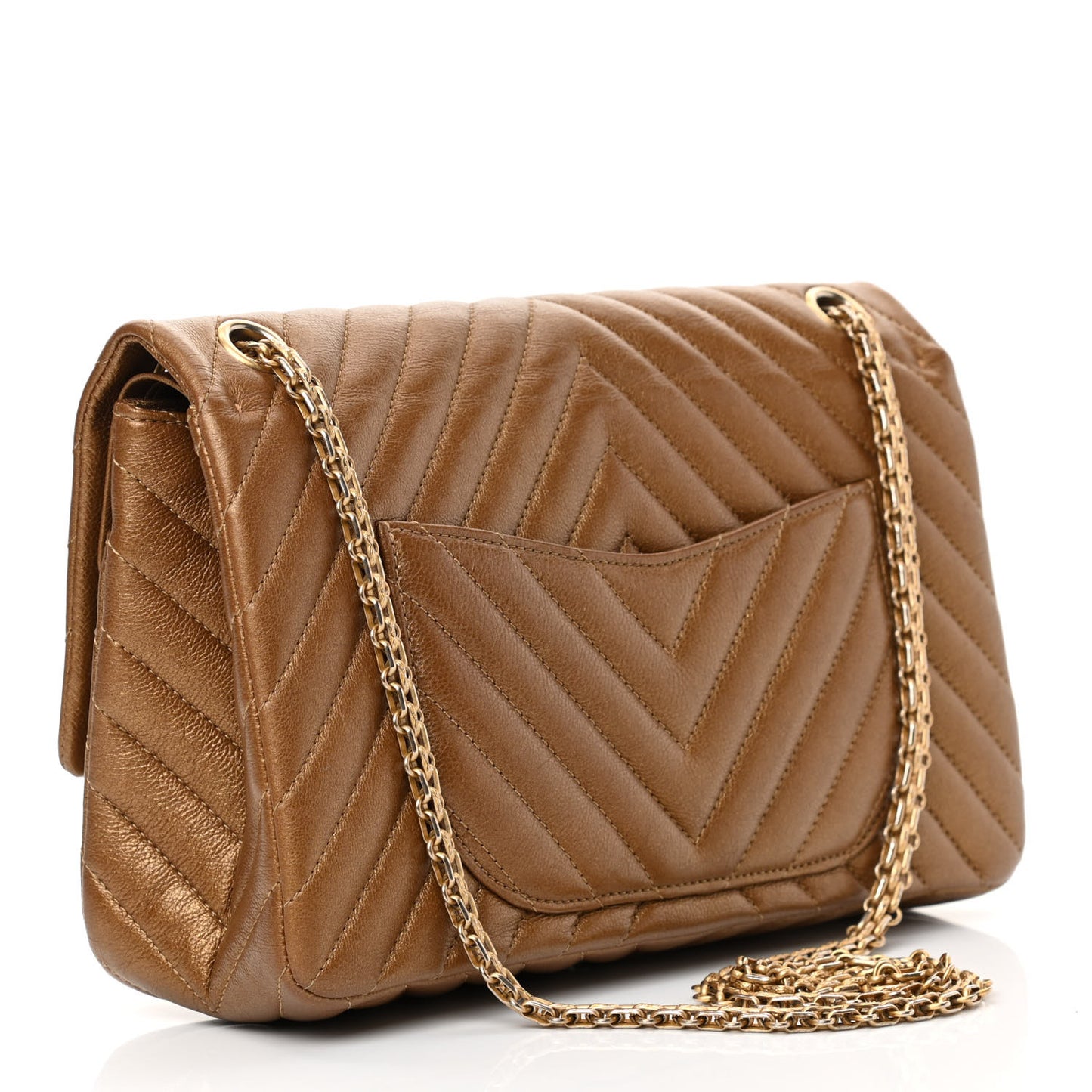 Metallic Calfskin Chevron Quilted 2.55 Reissue 226 Flap Gold