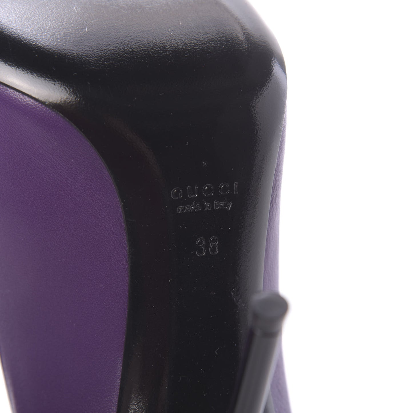 Calfskin Logo Plate Peep Toe Pumps 38 Purple