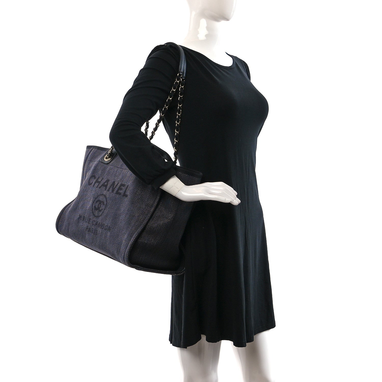 Chanel Mixed Fibers Calfskin Medium Deauville Tote Black 2 of 9