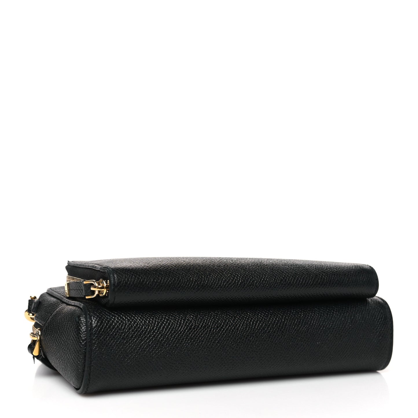 Grained Calfskin Caro Double Pouch Black