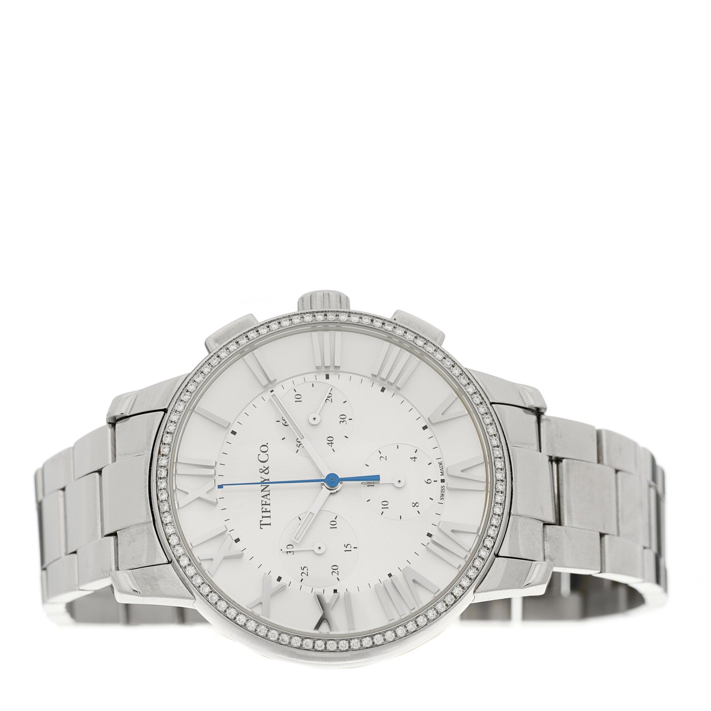 Stainless Steel Diamond Bezel 36mm Atlas Dome Chronograph Quartz Watch