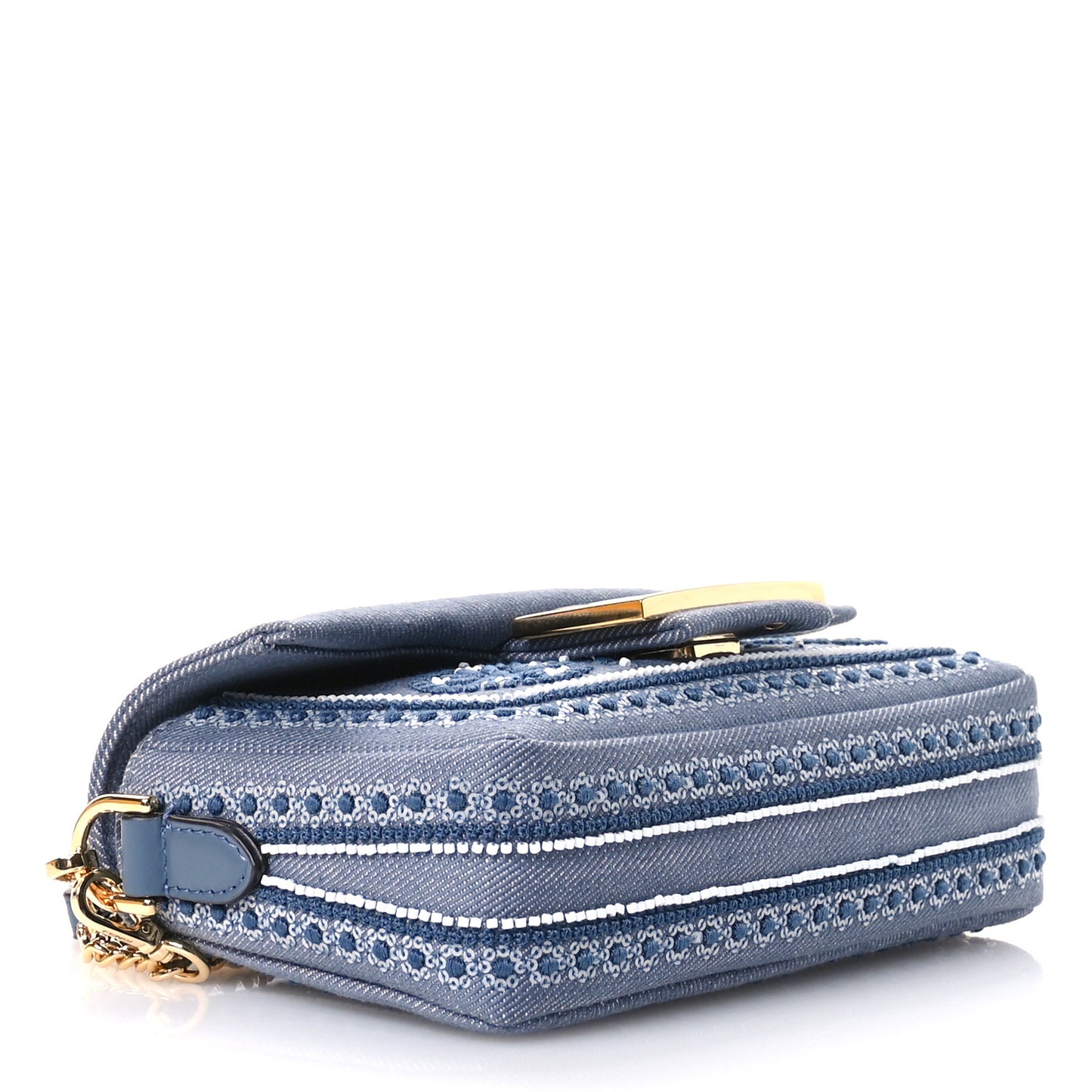 Denim Embroidered Coral Bandana Mini Baguette Myrtle