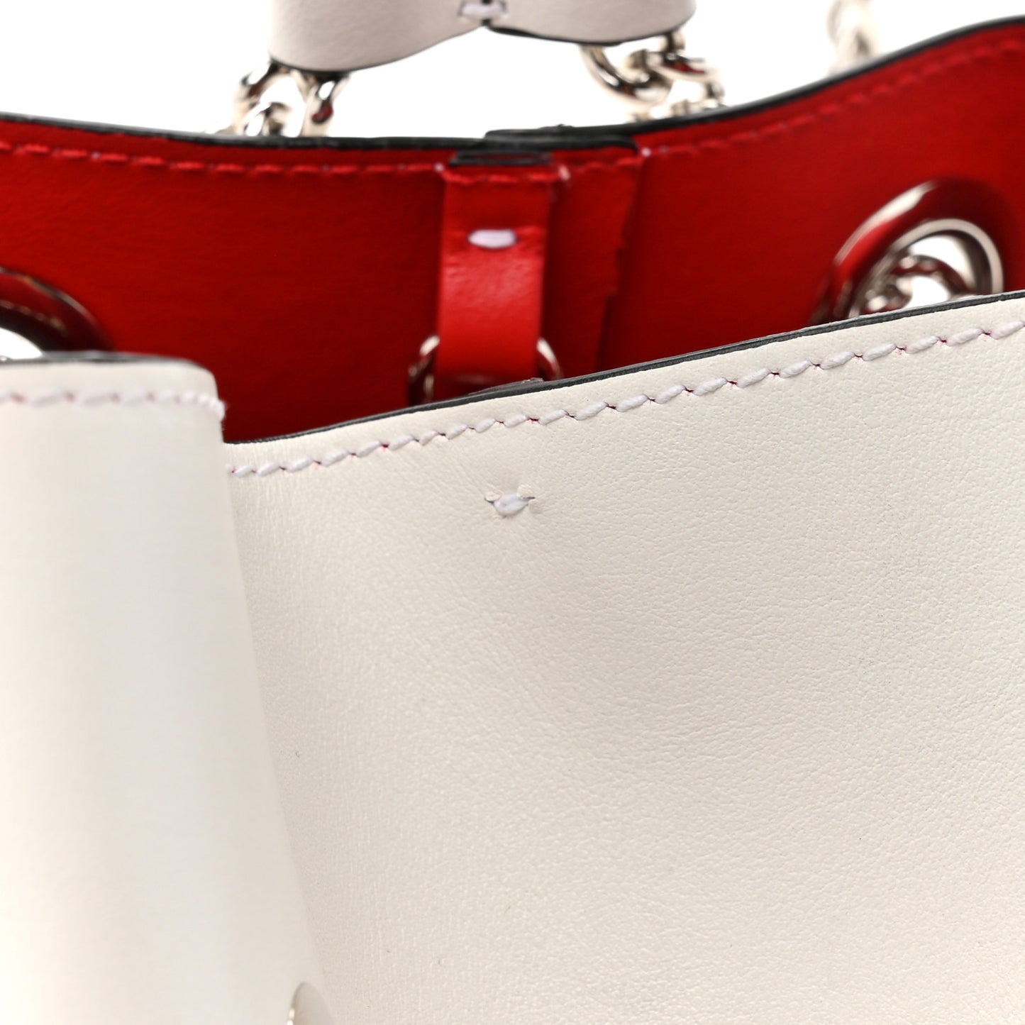 Calfskin Paris Marie Jane Perforated Glitter Logo Backpack White