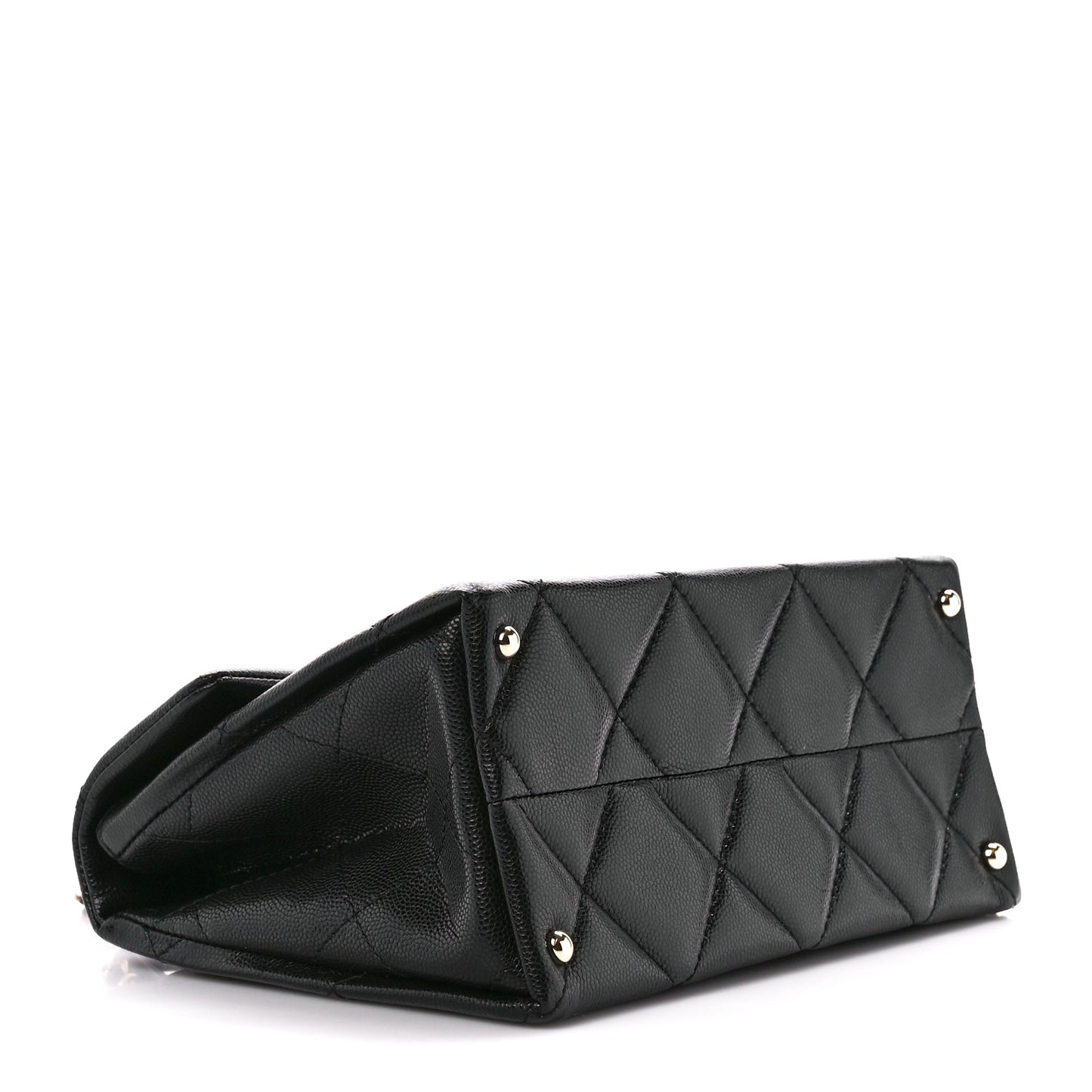 Caviar Quilted Mini Retro Twist Top Handle Flap Black