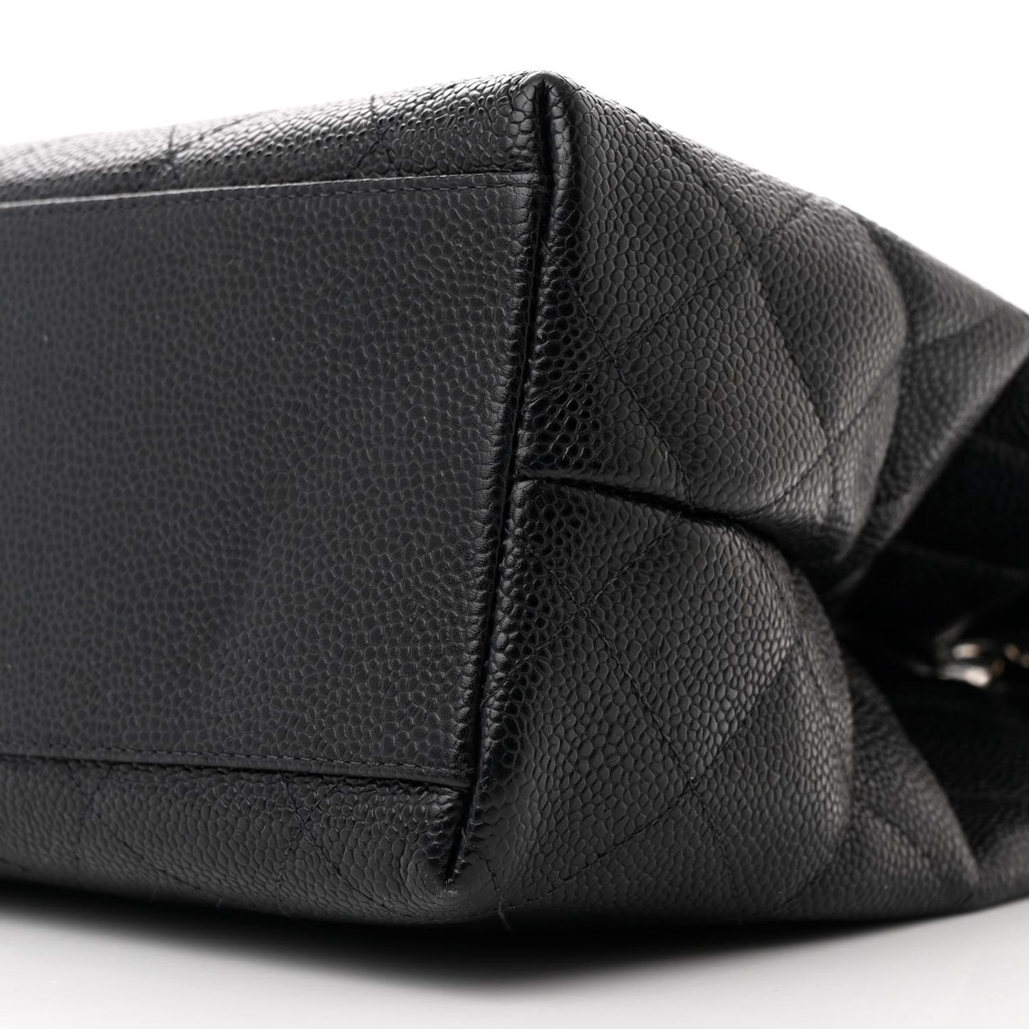 Caviar Quilted Small Shopping Tote Black