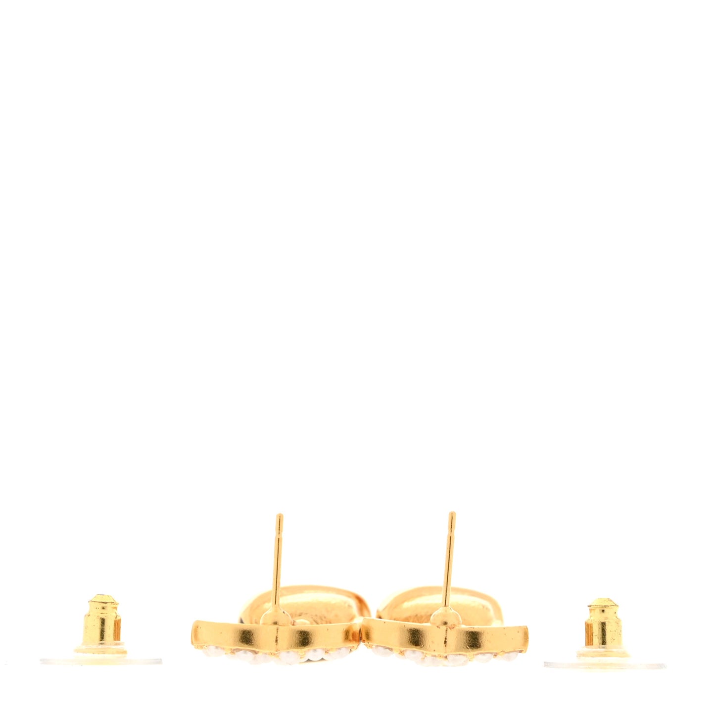 Crystal Pearl CC Drop Earrings Gold White