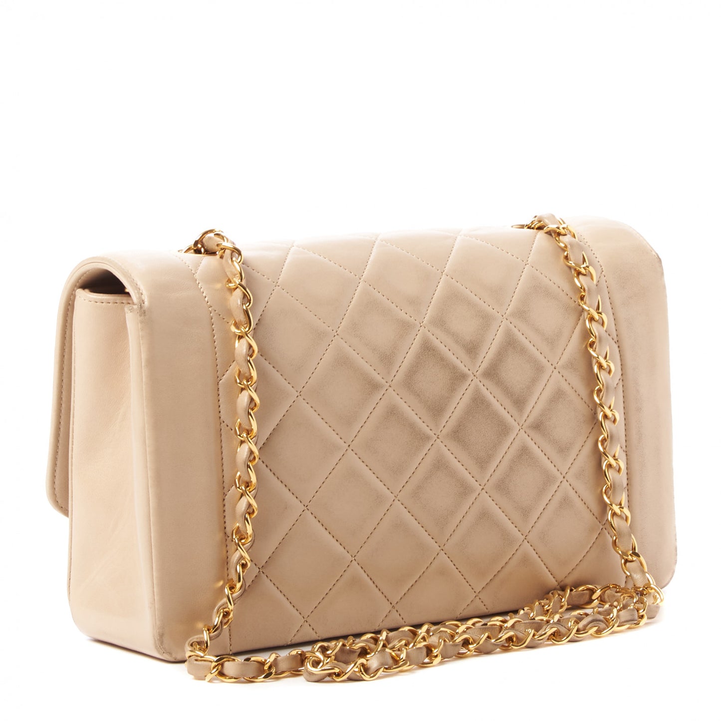 Lambskin Quilted Medium Single Flap Beige