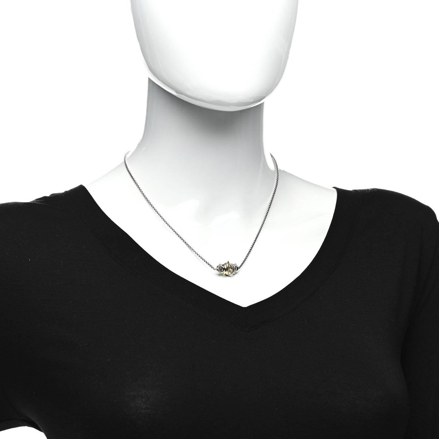Sterling Silver 18K Yellow Gold Crossover Single Station Pendant Necklace