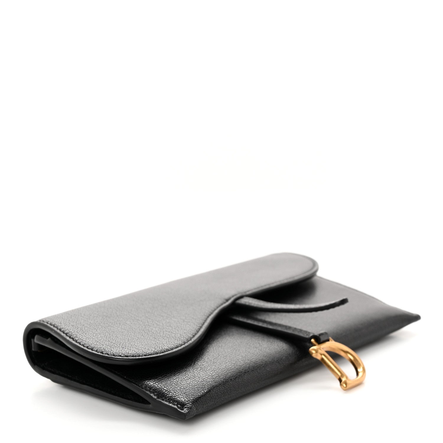 Christian Dior Goatskin Saddle Long Wallet With Chain Black 5 of 7