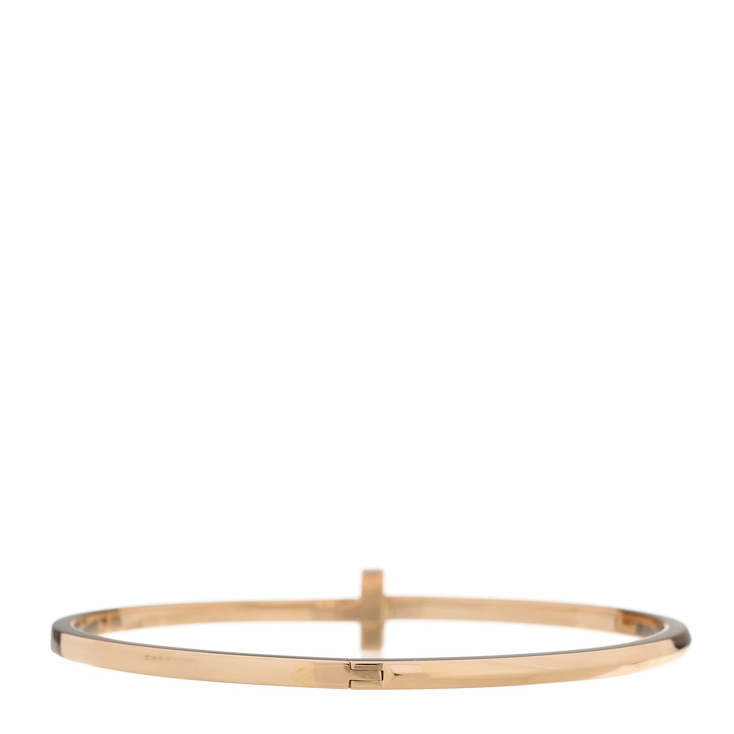 18K Rose Gold Narrow T T1 Hinged Bangle Bracelet