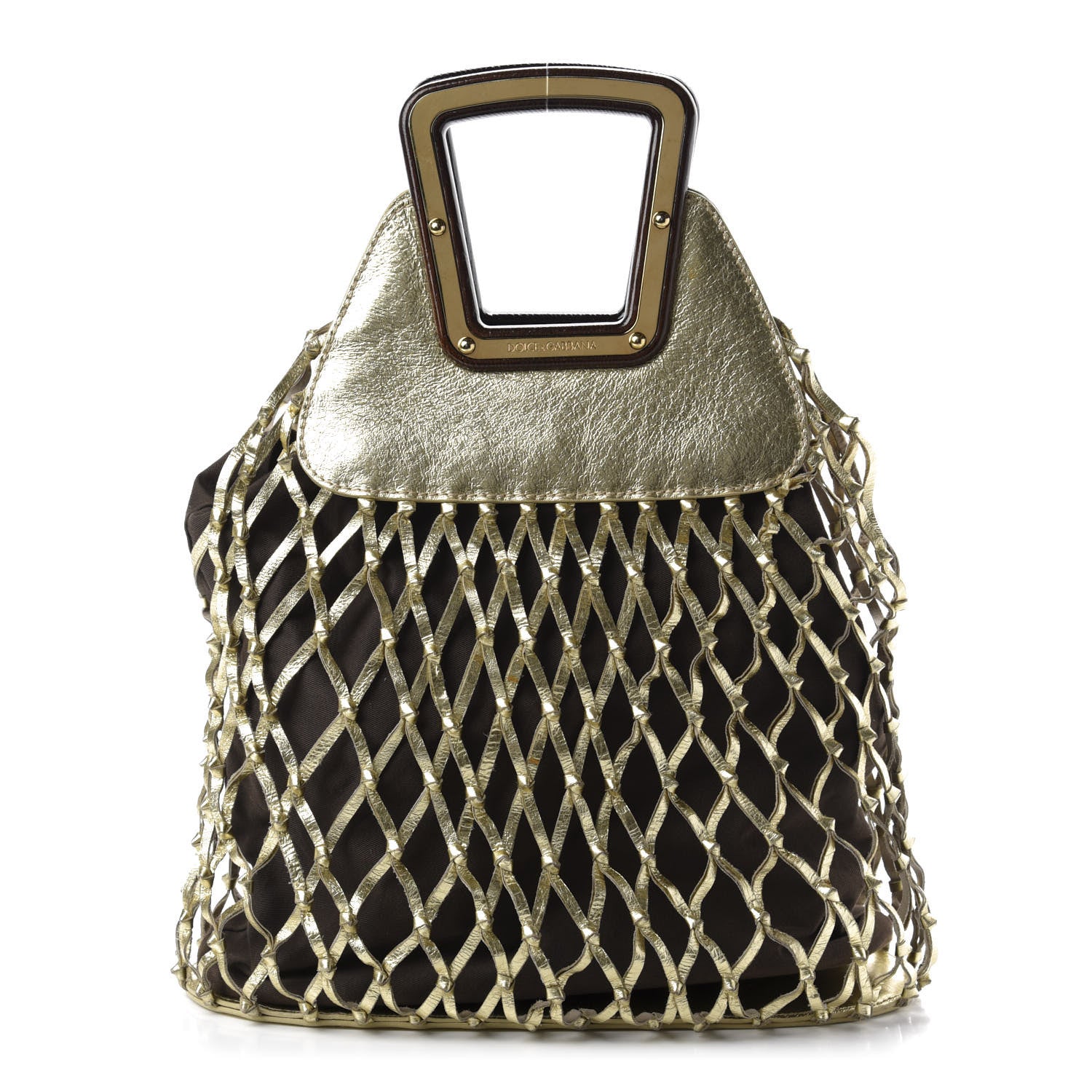 Dolce & Gabbana Metallic Calfskin Net Frame Tote Gold 1 of 13