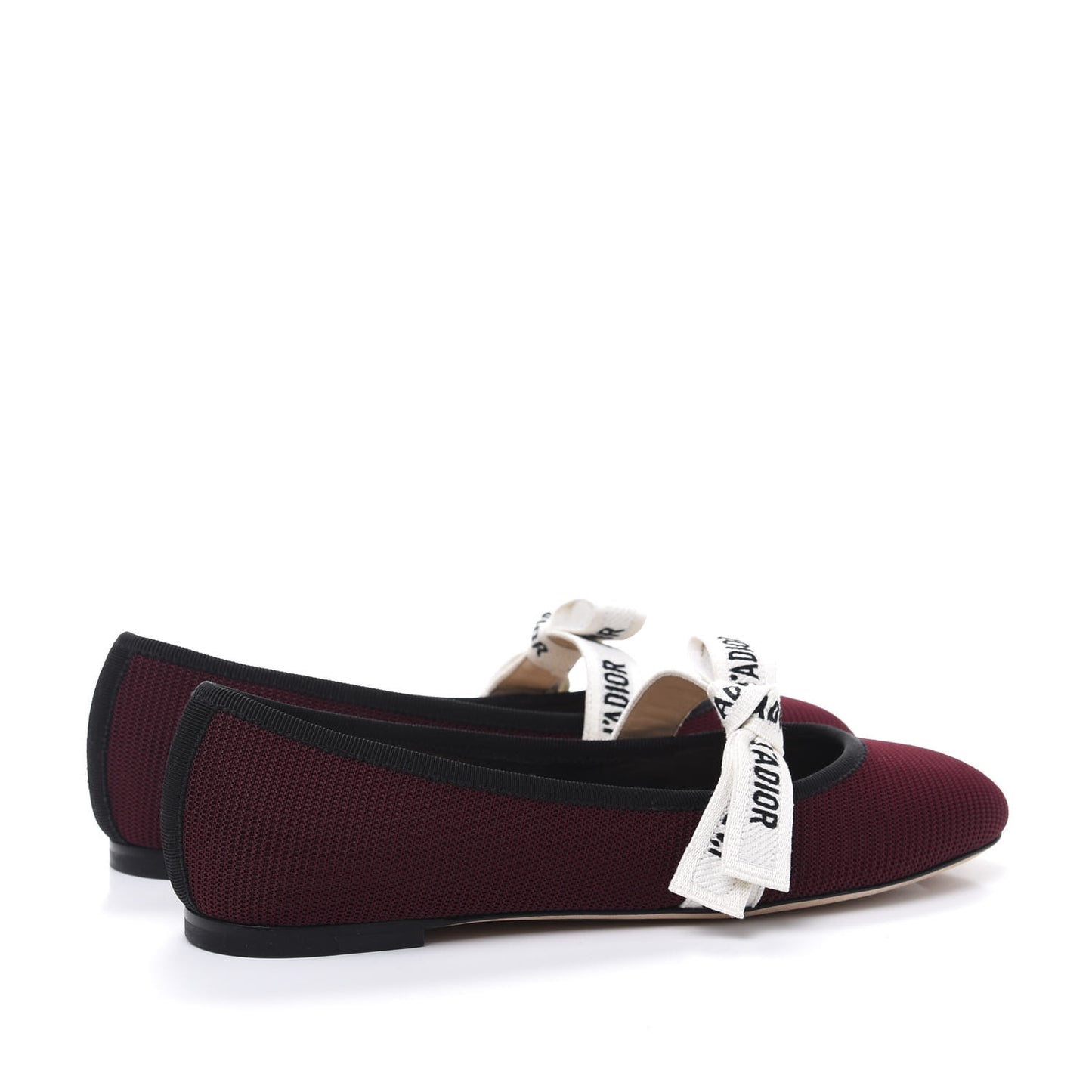 Fabric Ribbon Embroidered J'Adior Ballet Flats 35.5 Rouge Black