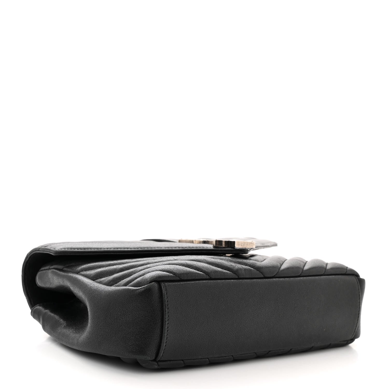 Saint Laurent Sheepskin Matelasse Chevron Monogram Medium College Bag Black 4 of 10