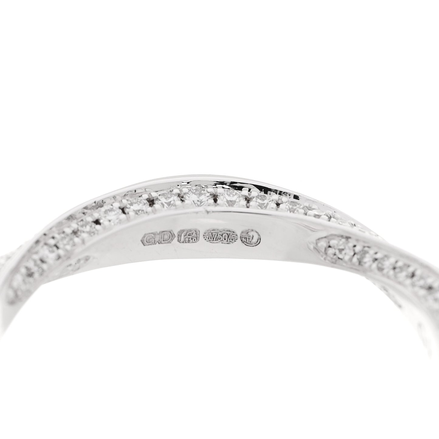 18K White Gold Diamond Spiral Pave Band Ring 46 3.75