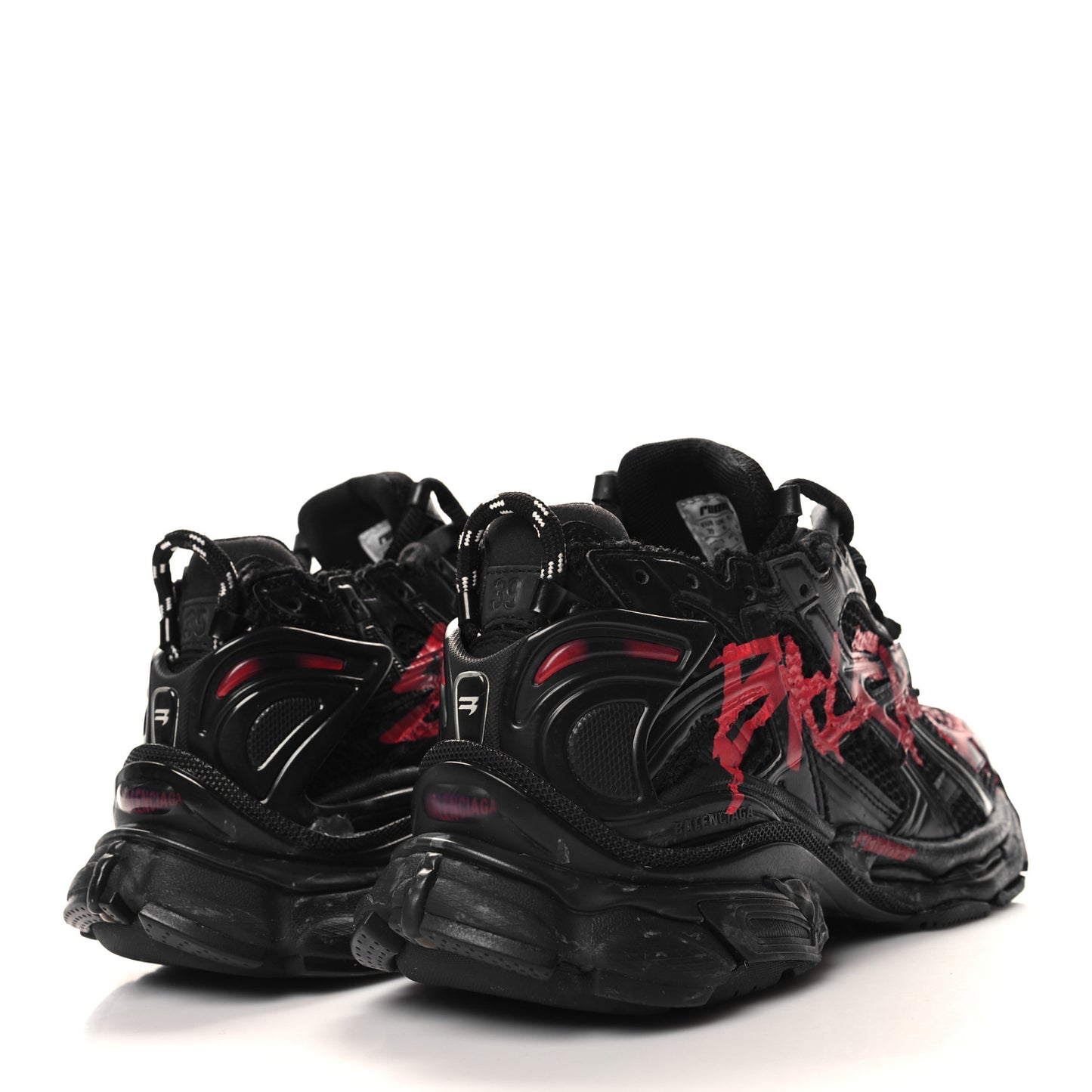 Mesh Rubber Graffiti Mens Runner Sneakers 39 Black Red