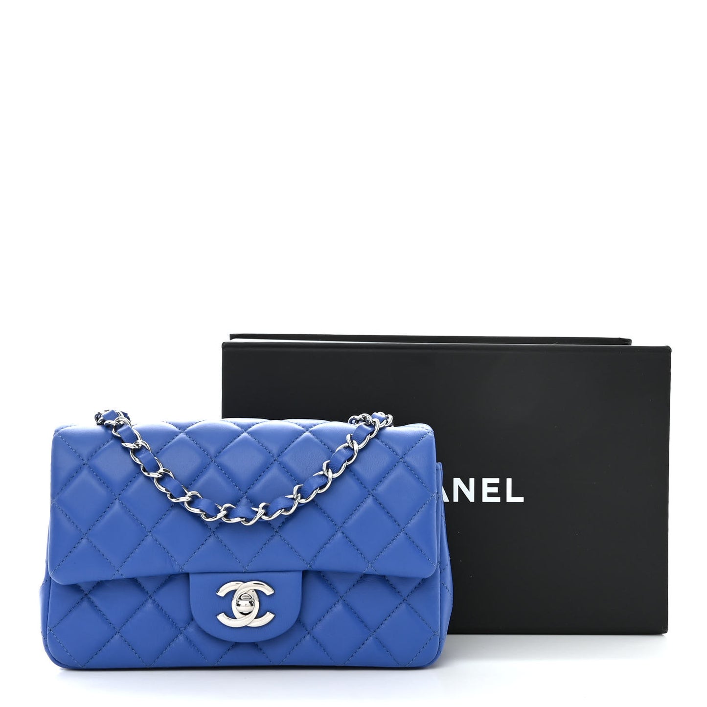 Lambskin Quilted Mini Rectangular Flap Royal Blue