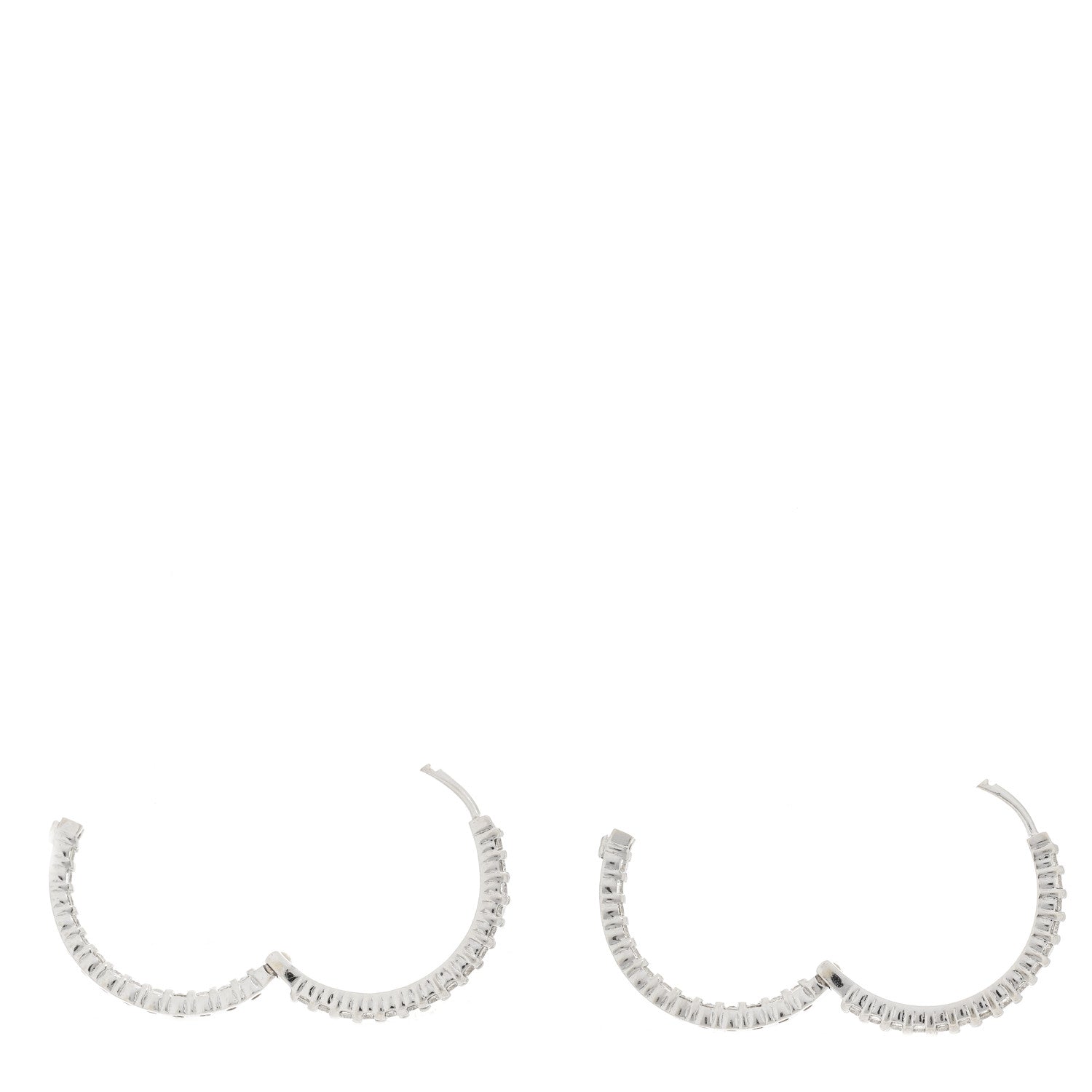 Roberto Coin 18K White Gold Diamond Small Inside Outside Hoop Earrings 3 of 4