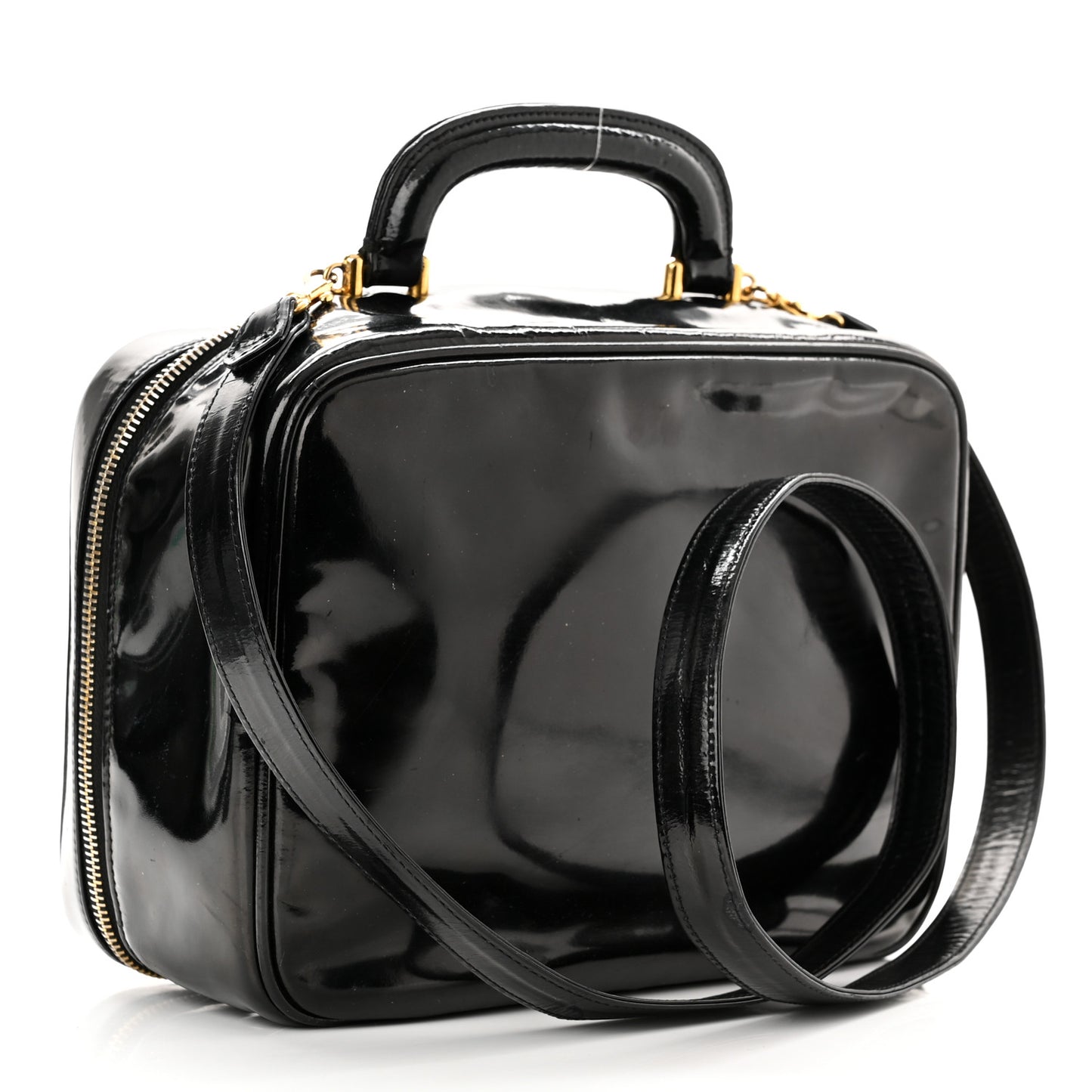 Patent CC Vanity Cosmetic Case Black