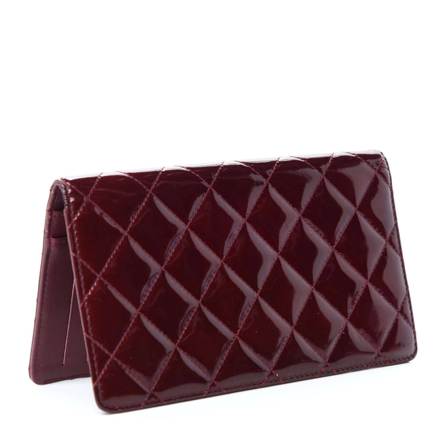 Chanel Patent Quilted Brilliant Yen Wallet Burgundy 3 of 10