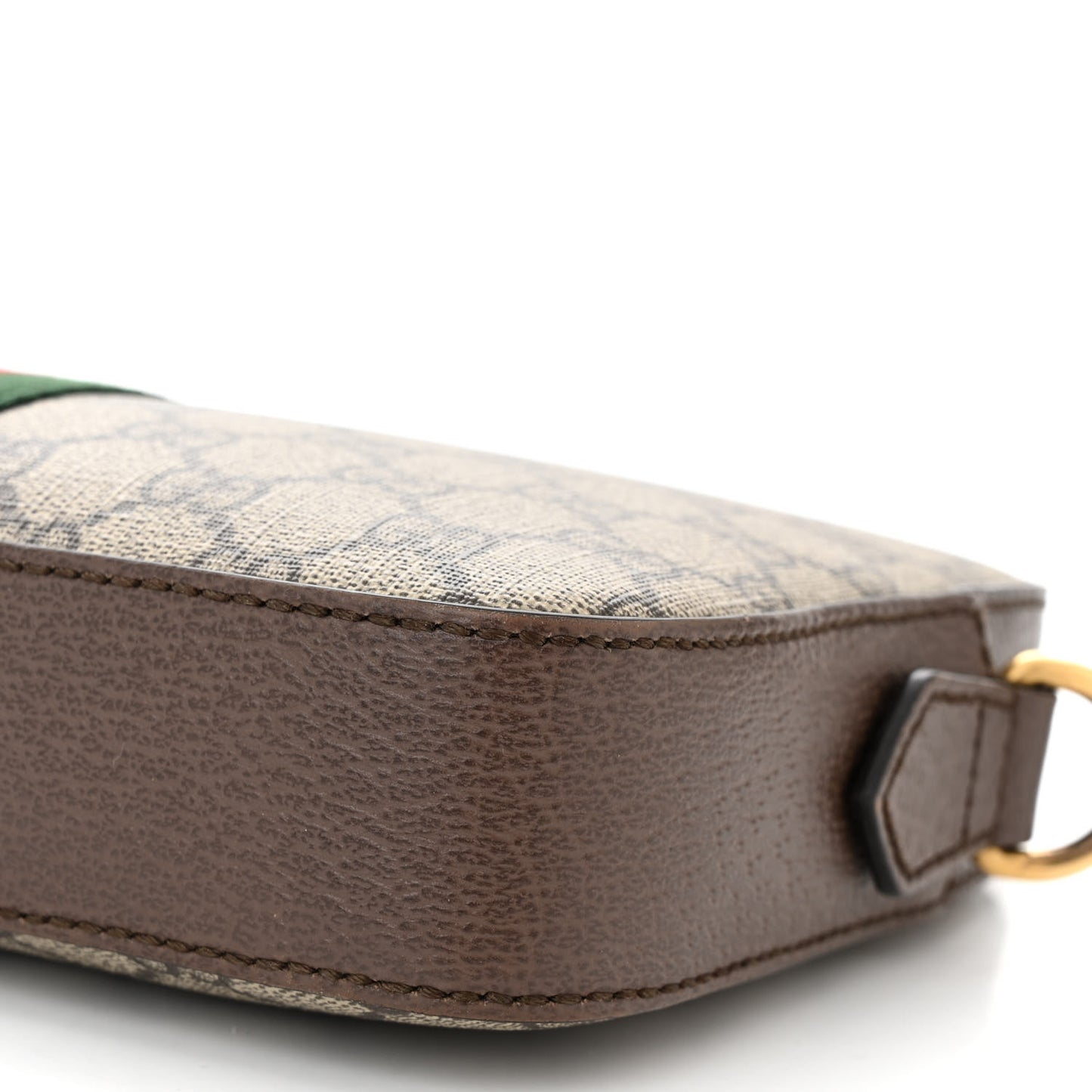 GG Supreme Monogram Textured Dollar Calfskin Web Ophidia Wristlet Shoulder Bag Beige Ebony New Acero