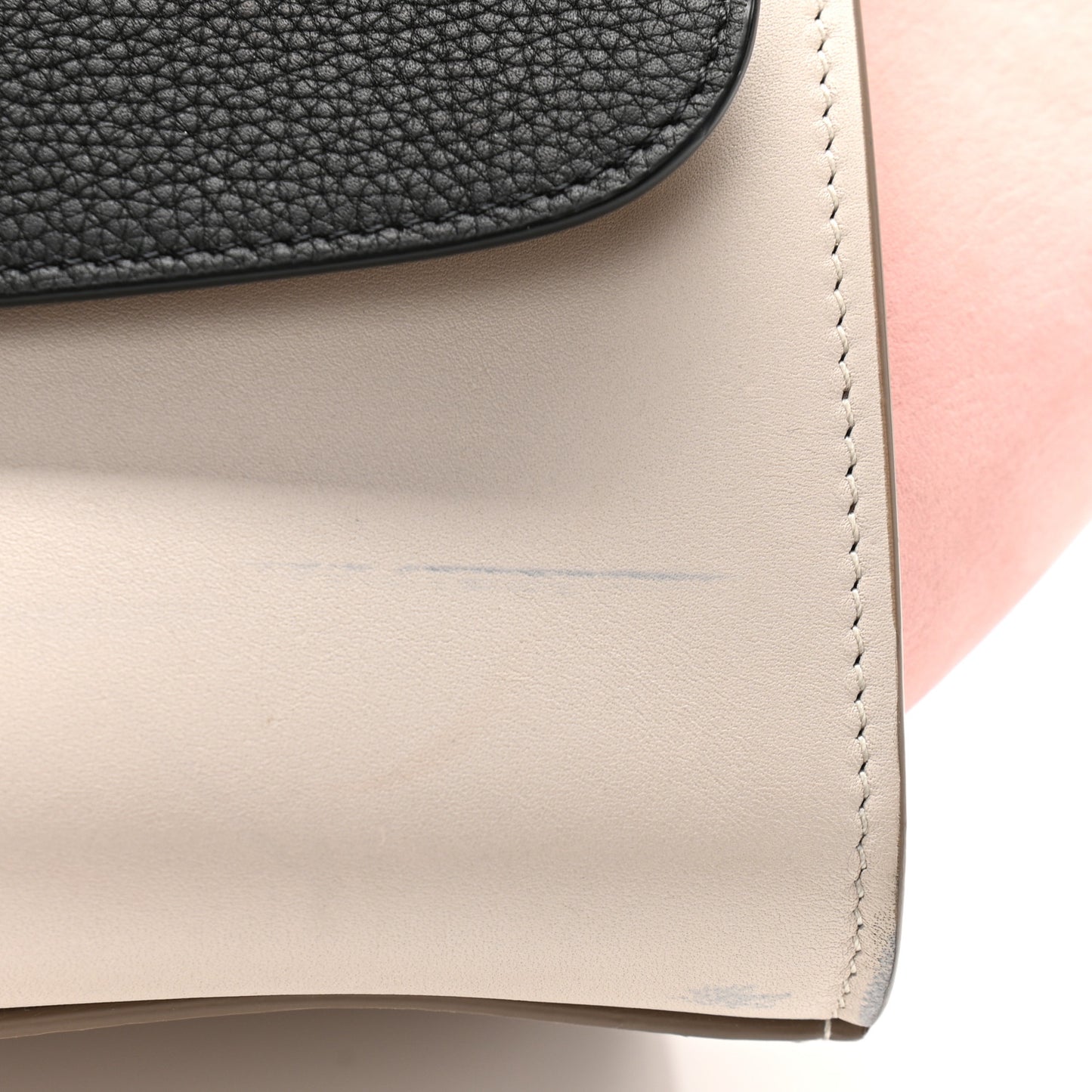 Crisp Calfskin Suede Medium Tri-Color Trapeze Black