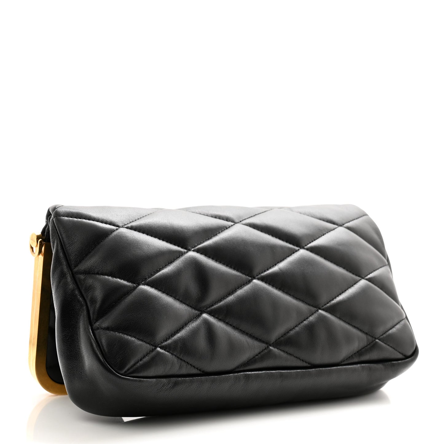 Lambskin Quilted Cerniera Shoulder Bag Black