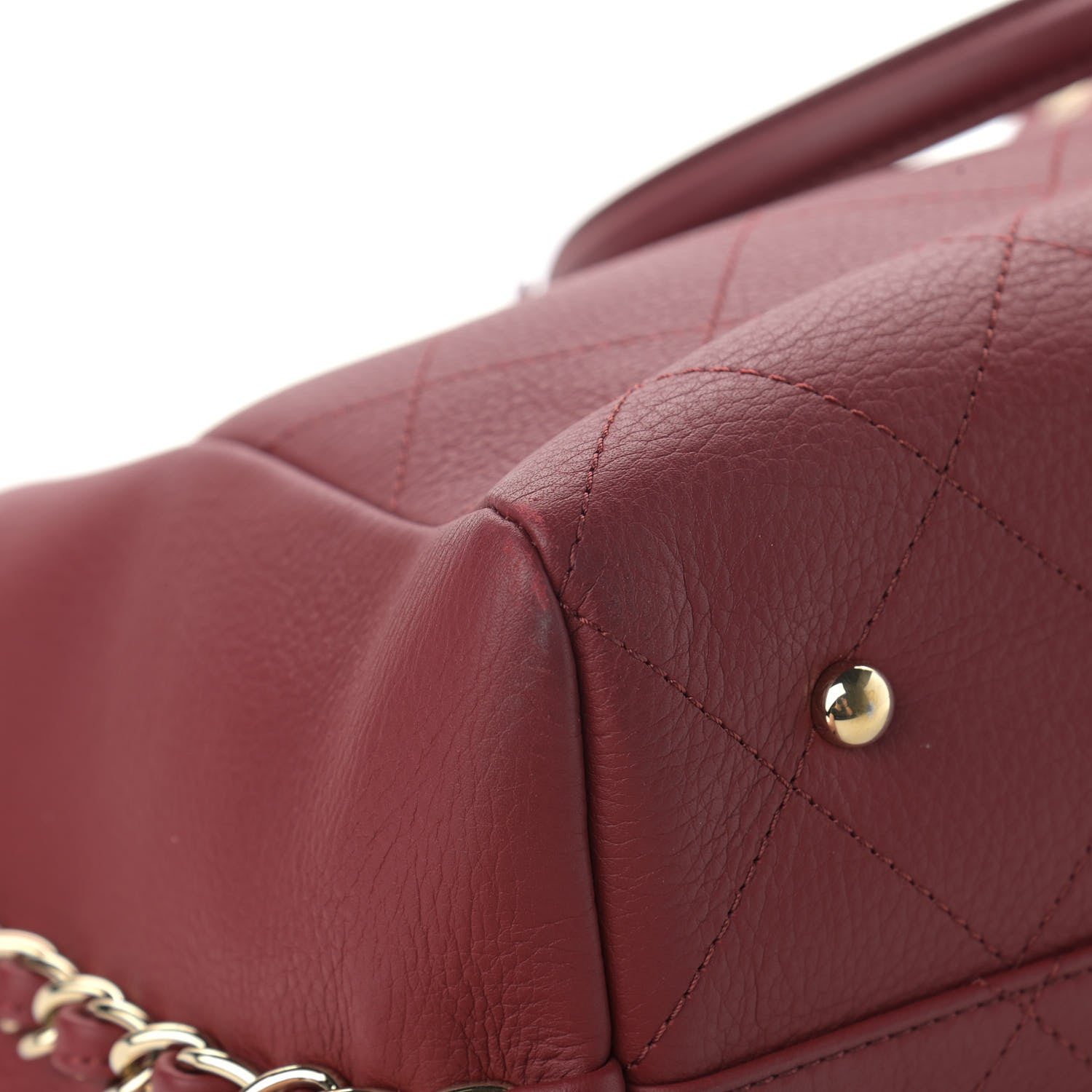 Chanel Bullskin Stitched Medium Shopping Bag Burgundy 9 of 15
