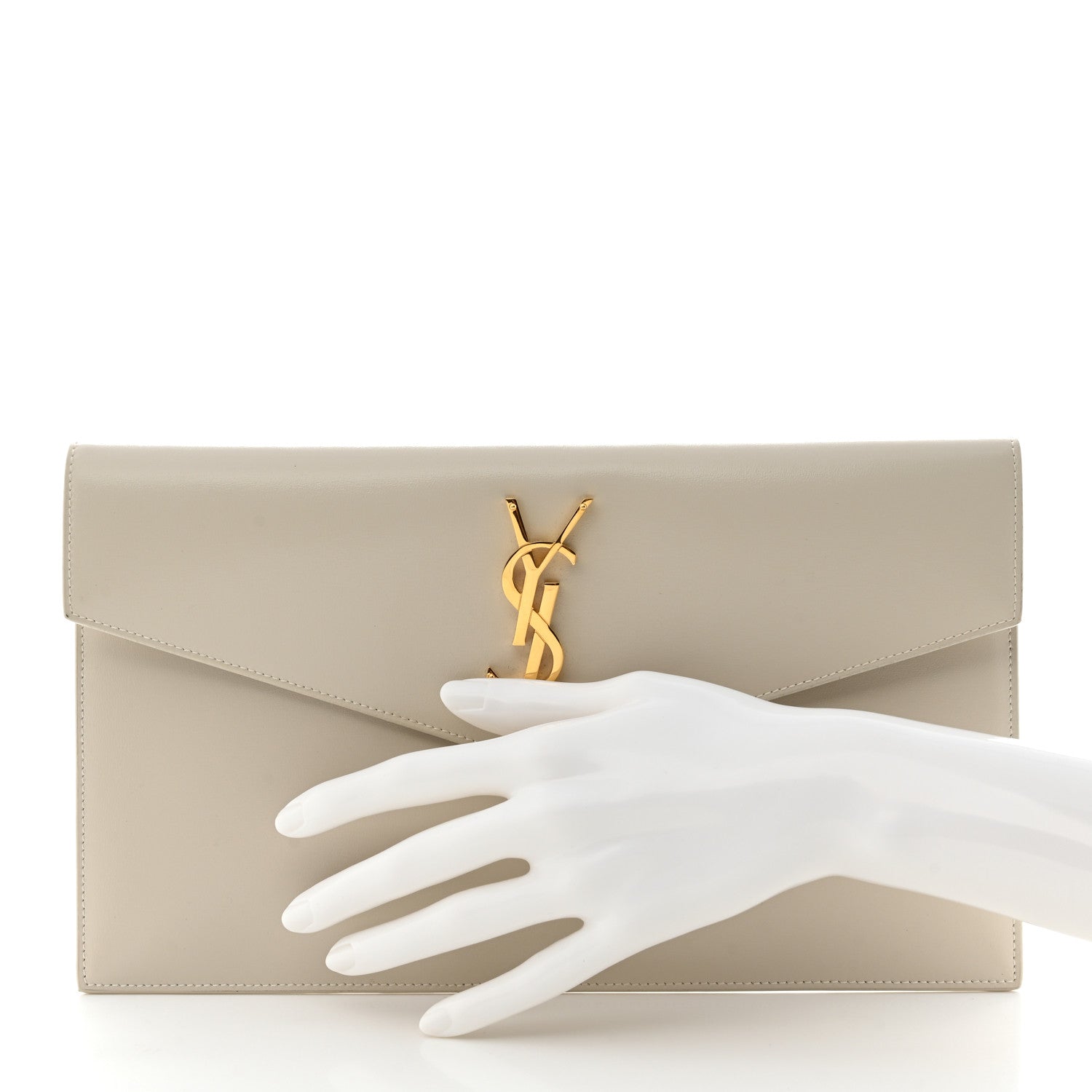 Saint Laurent Smooth Shiny Calfskin Uptown Pouch Crema Soft 2 of 8