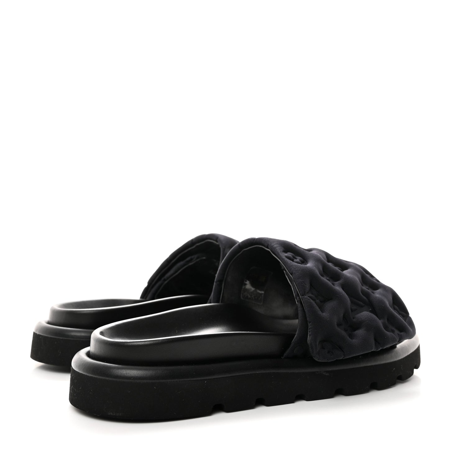 Technical Fabric Embossed Monogram Pool Pillow Comfort Mules 41 Black