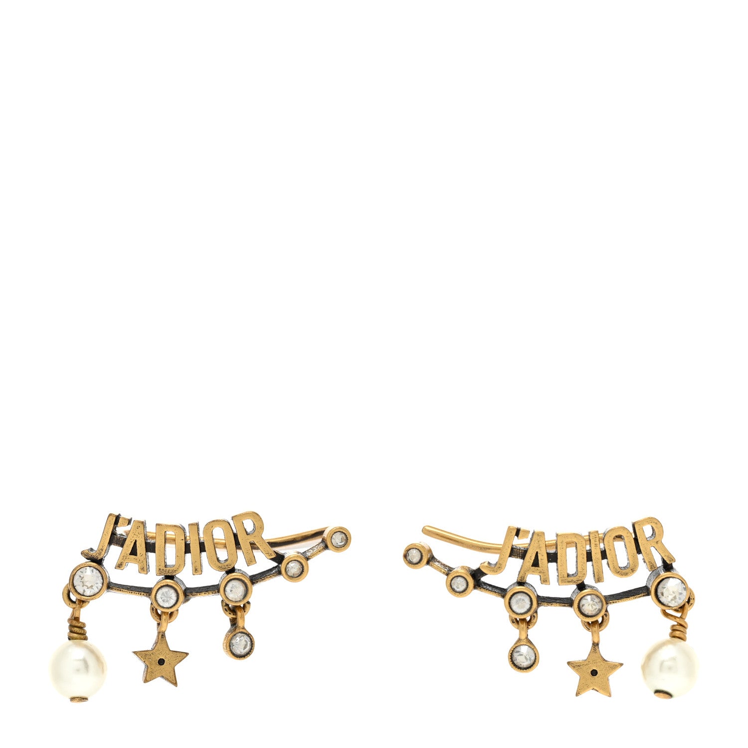 Christian Dior Pearl Crystal J'Adior Earrings Aged Gold 1 of 5
