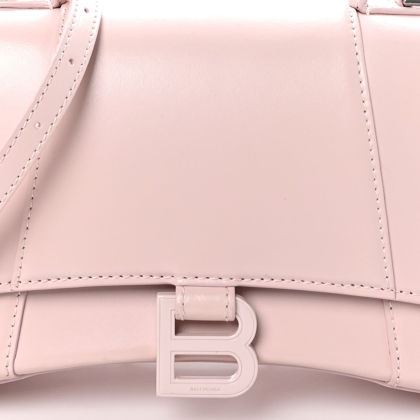 Shiny Box Calfskin Small Hourglass Top Handle Bag Light Rose