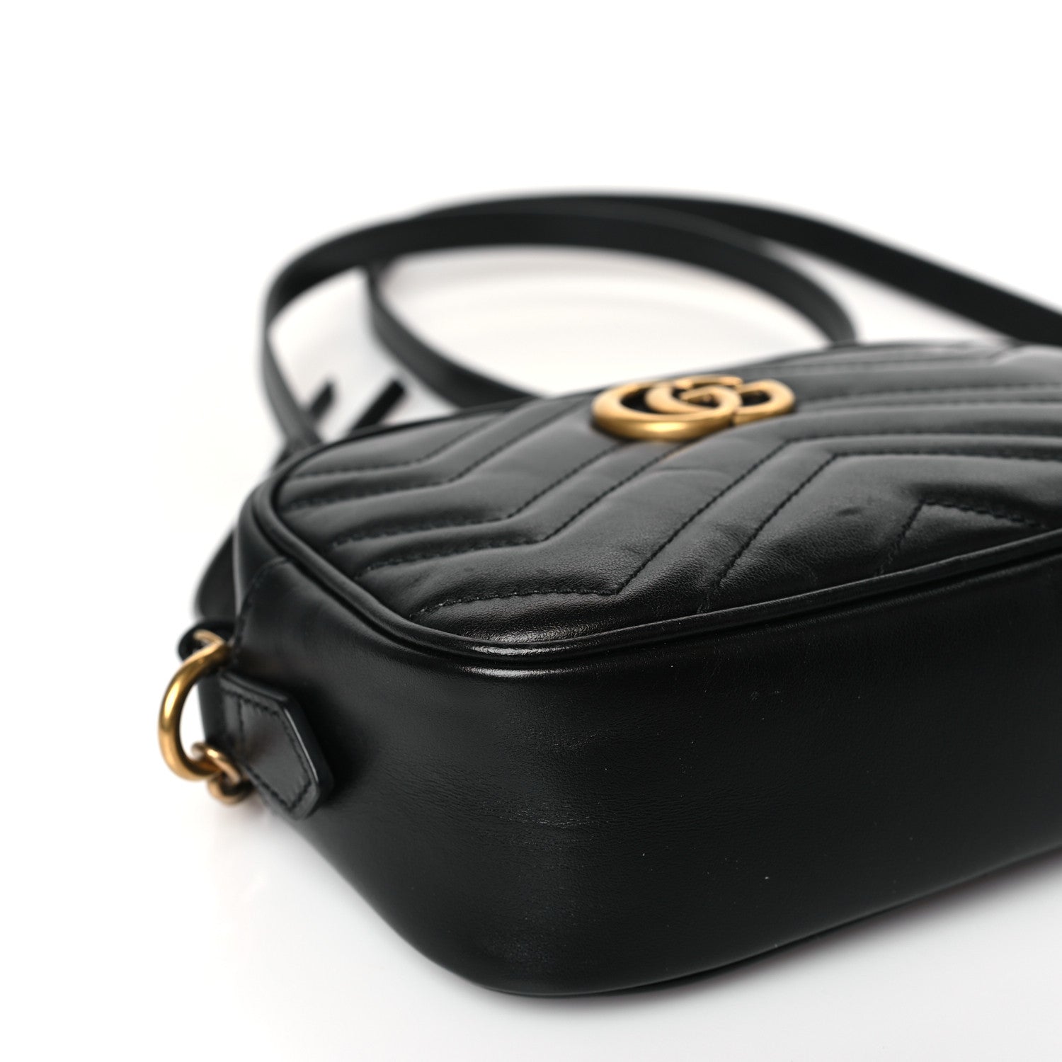 Gucci Calfskin Matelasse Mini GG Marmont Chain Shoulder Bag Black 8 of 11