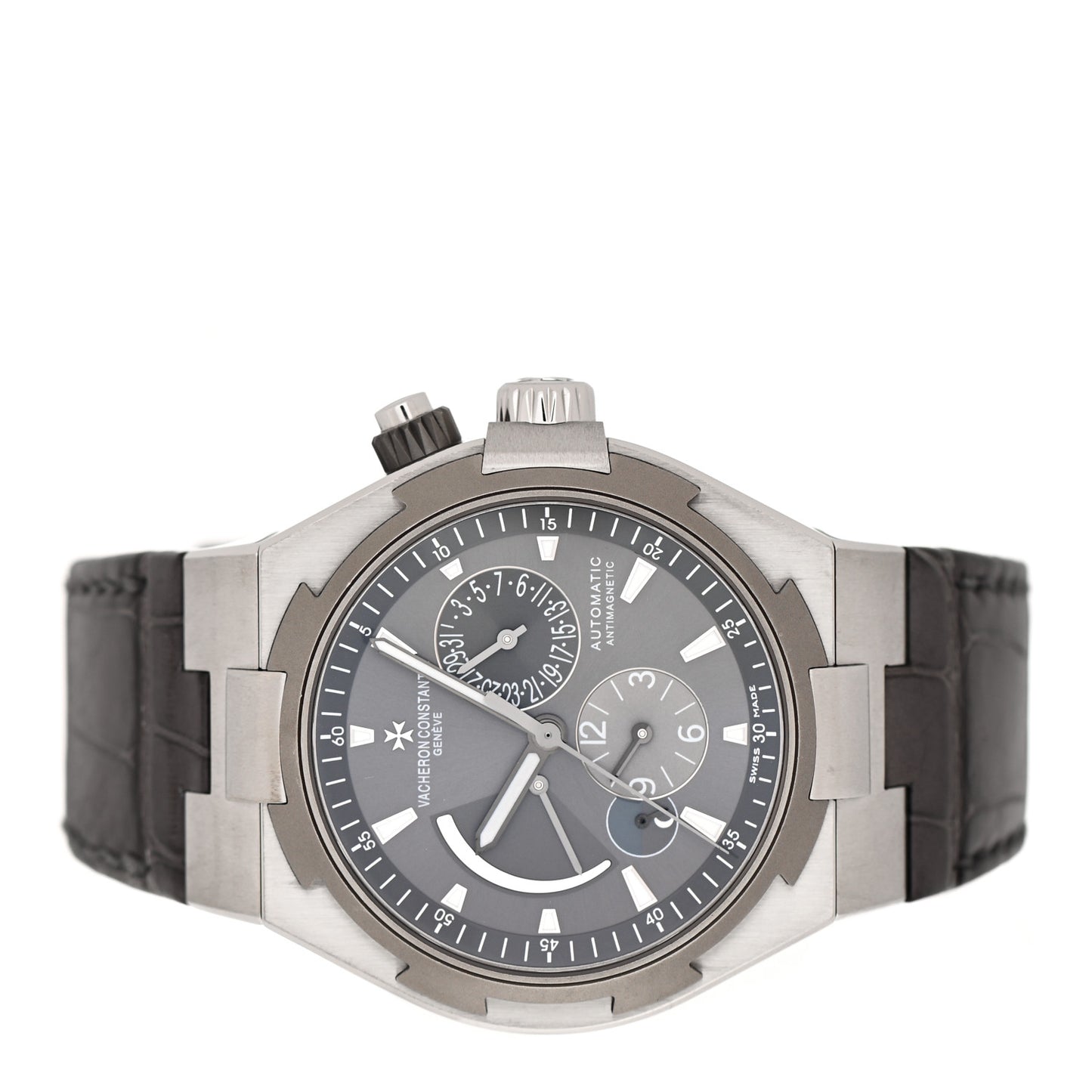 Stainless Steel Alligator 42mm Overseas Dual Time Automatic Watch Grey 47450/000W-9511