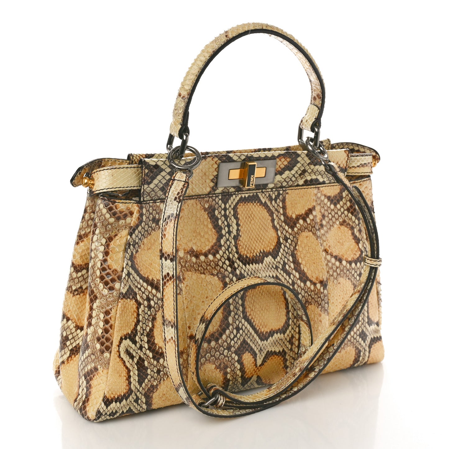 Snakeskin Medium Peekaboo Iconic Satchel Tan