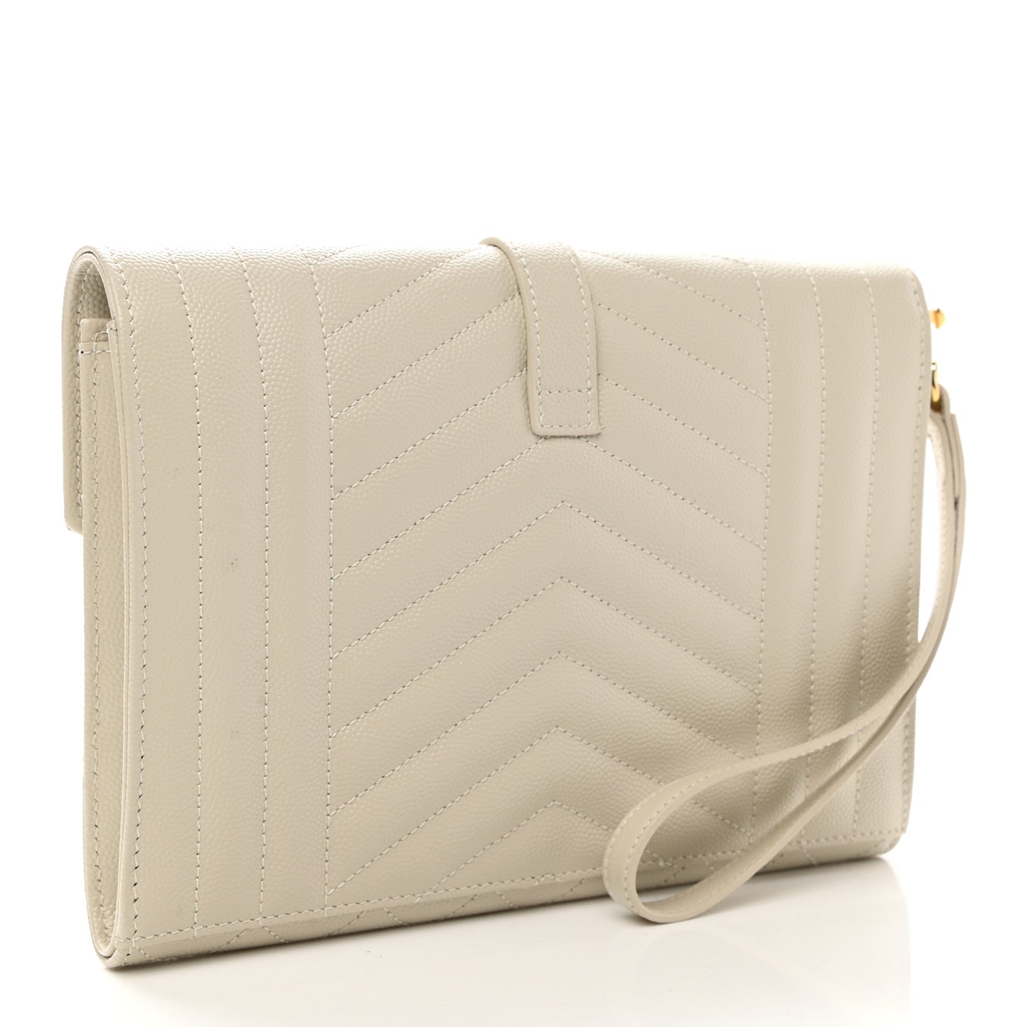 Grain De Poudre Textured Mixed Matelasse Triquilt Monogram Clutch Blanc Vintage