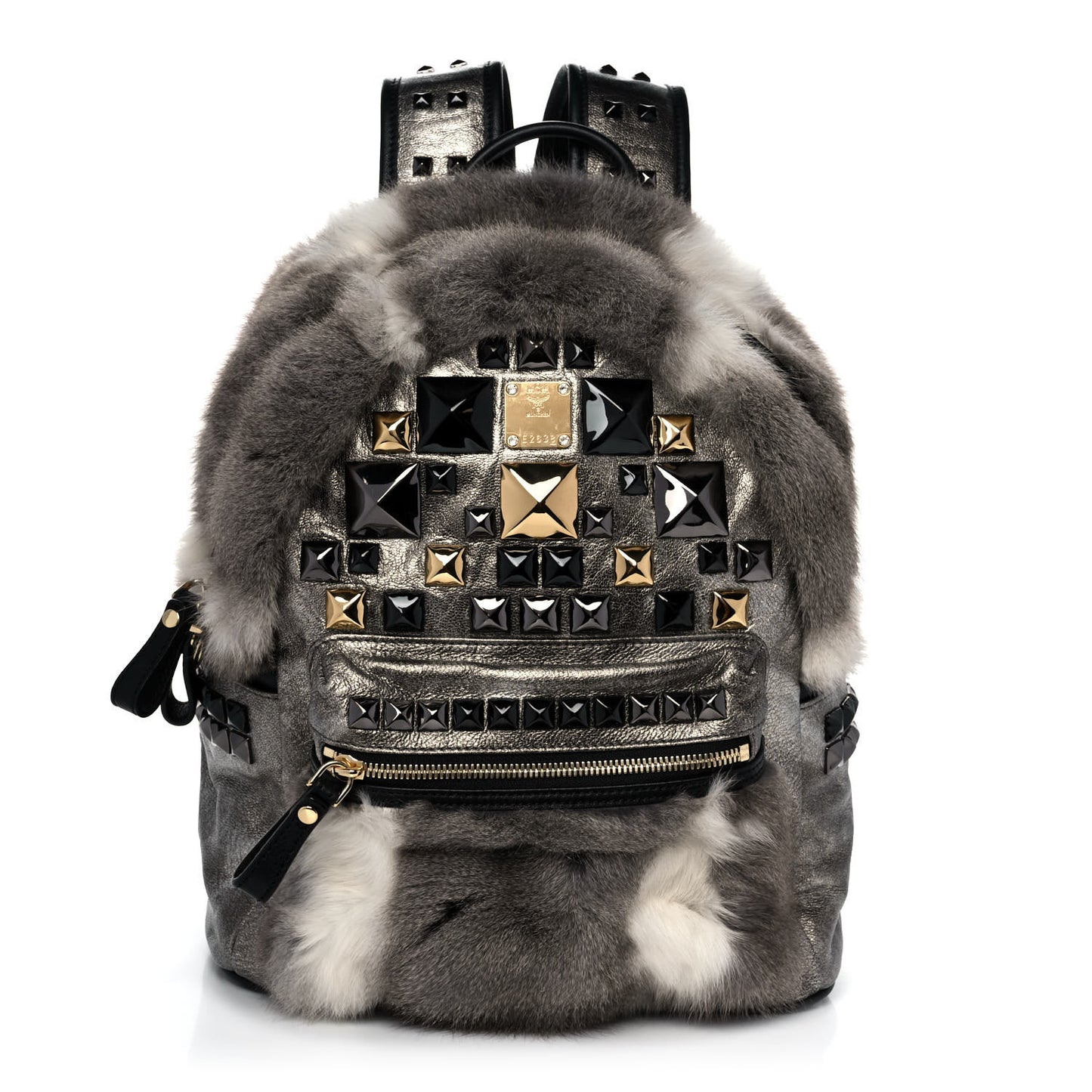 Calfskin Mink Fur Mini Backpack Grey