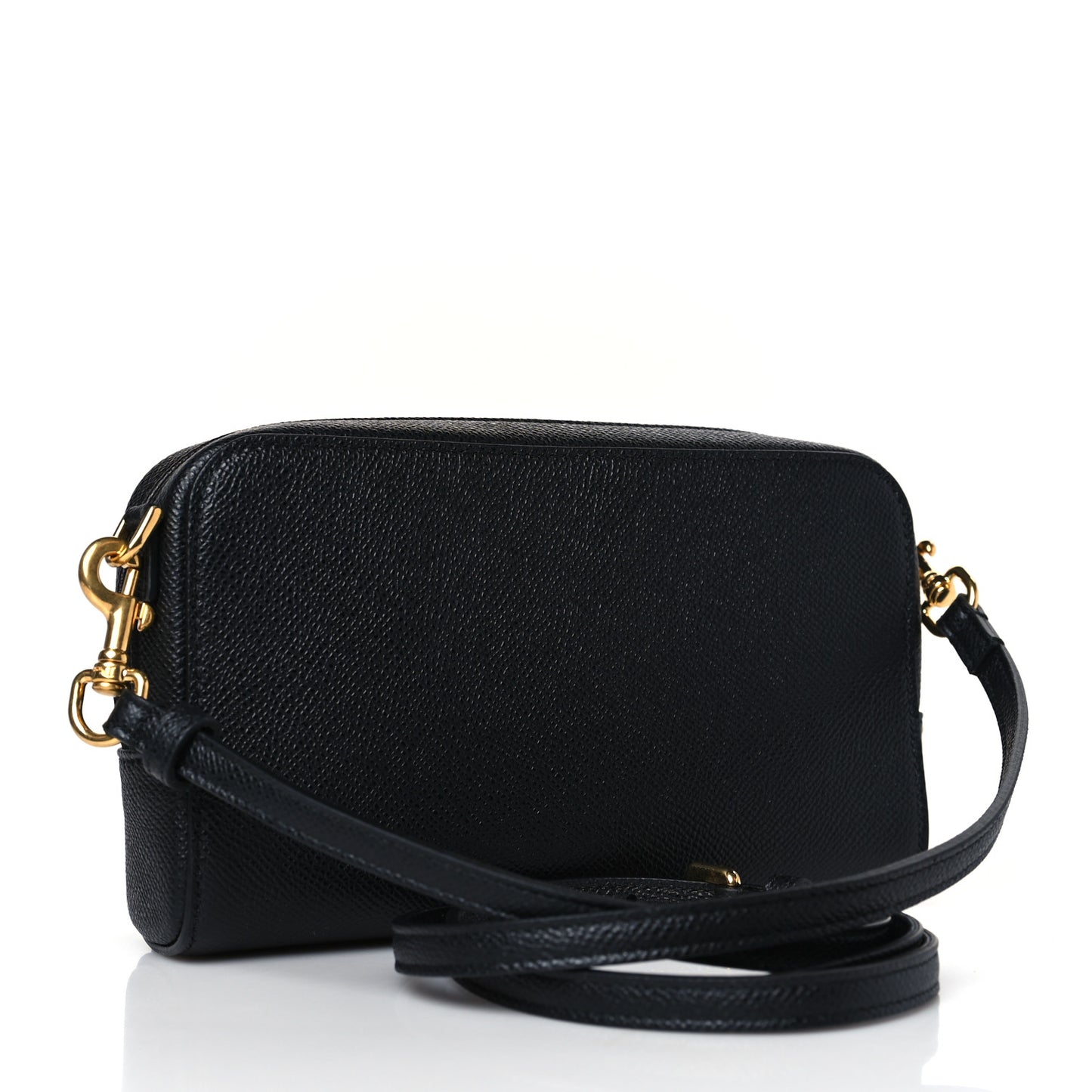 Grained Calfskin Caro Double Pouch Black