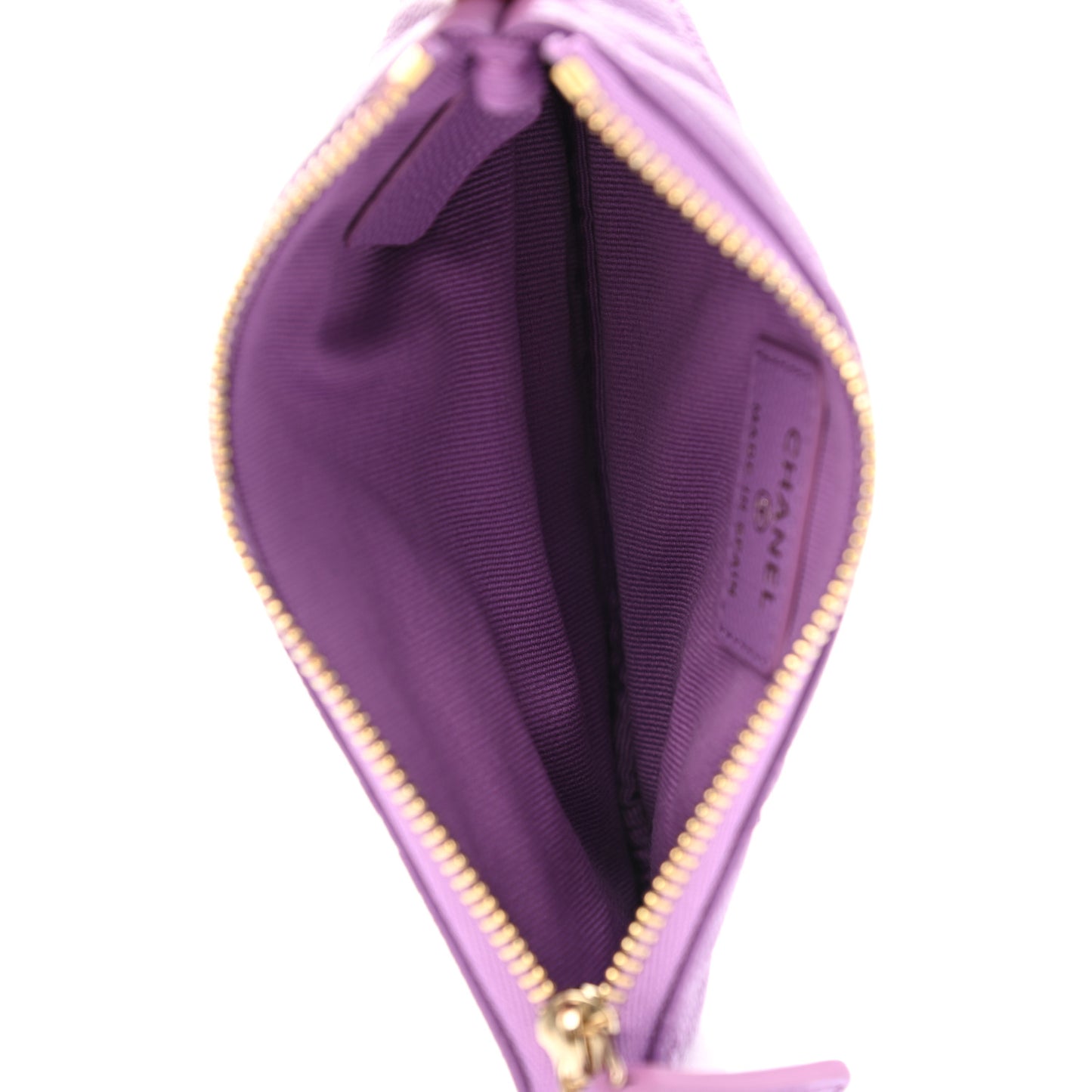 Caviar Quilted Small Cosmetic Case Purple