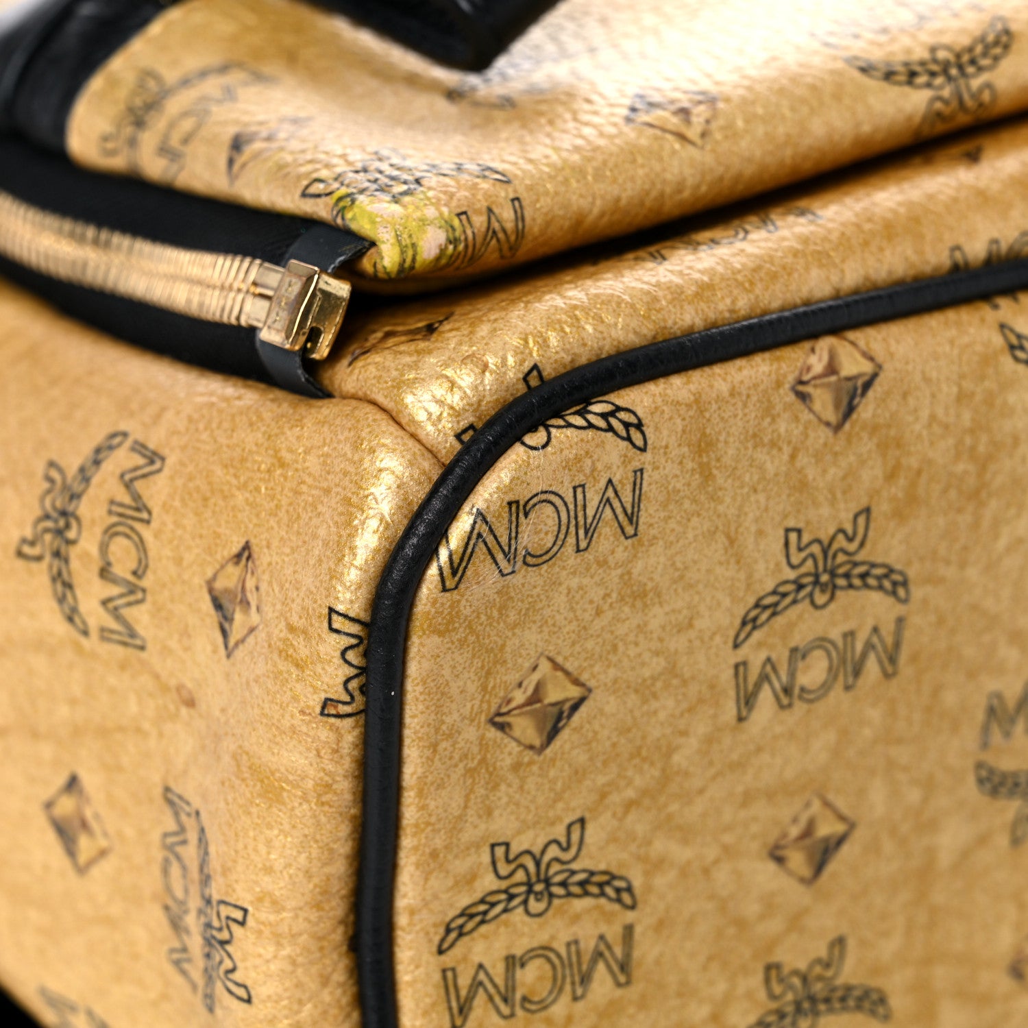 MCM Metallic Visetos Studded Small Dual Stark Backpack Gold 7 of 17