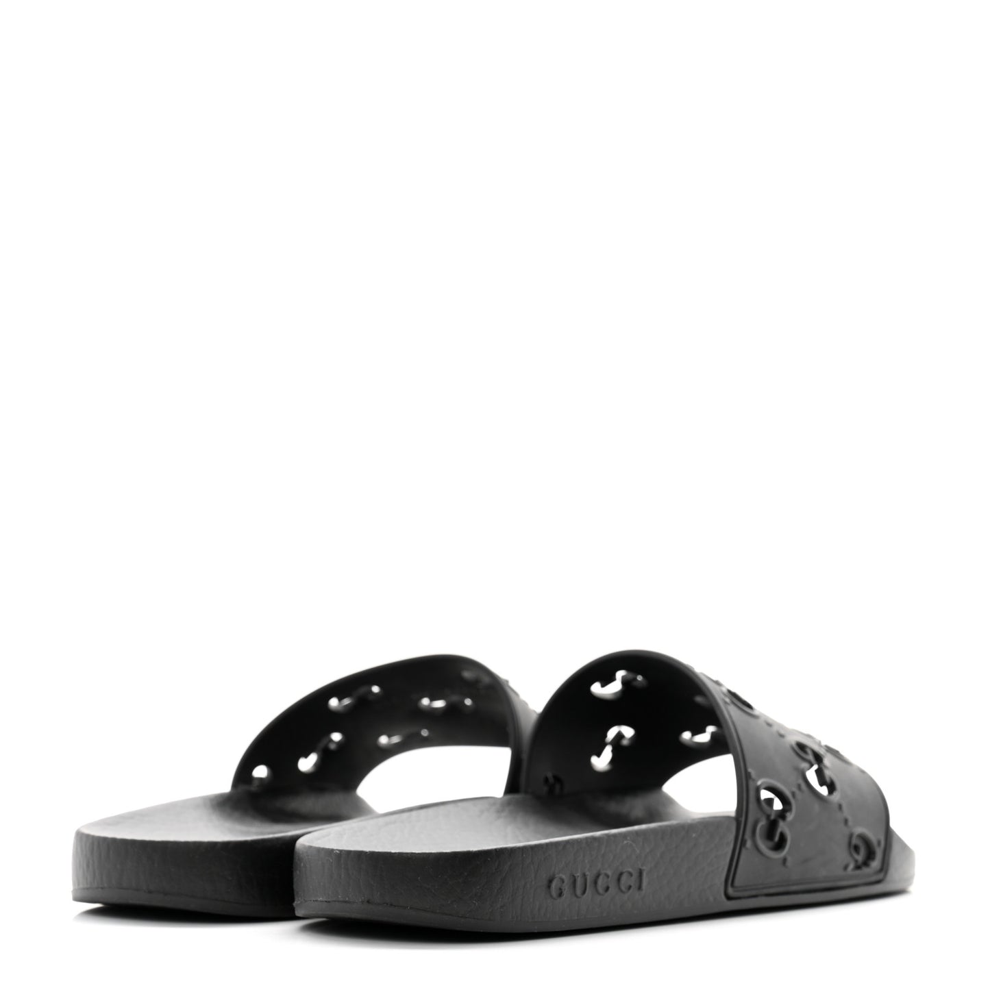 Rubber GG Monogram Perforated Womens Slide Sandals 40 Black