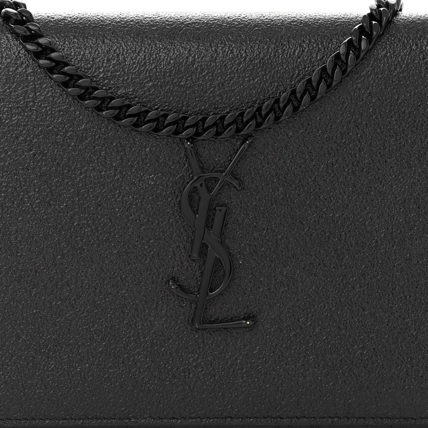 Grained Metallic Calfskin Monogram Chain Wallet Black