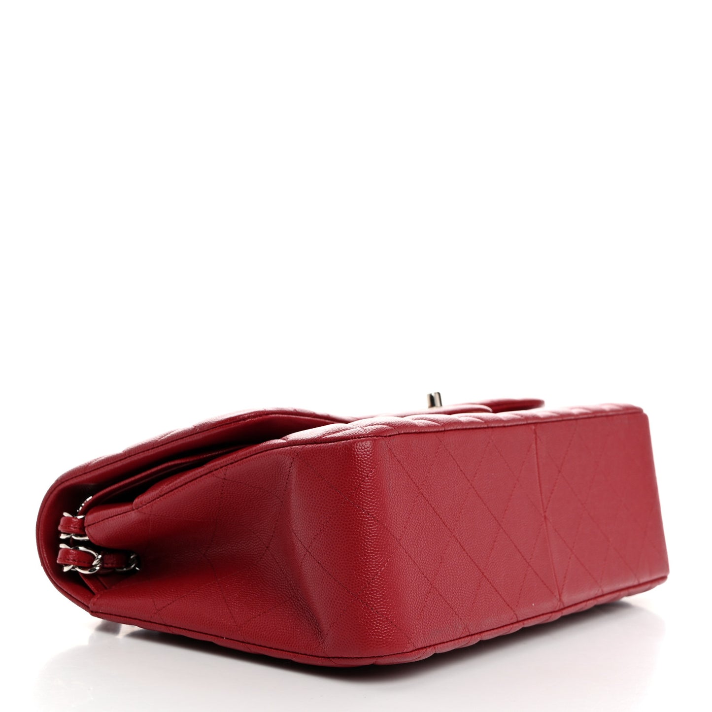 Caviar Quilted Jumbo Double Flap Dark Red