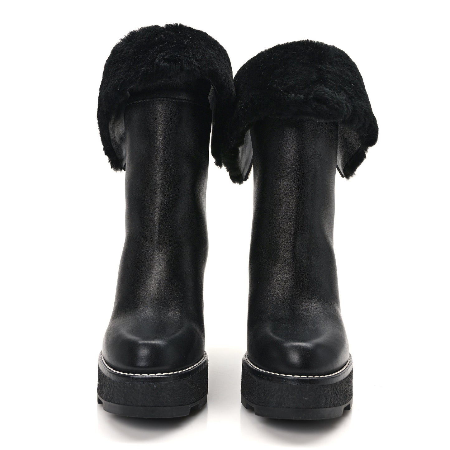 Calfskin Shearling Beaubourg Ankle Boots 37 Black
