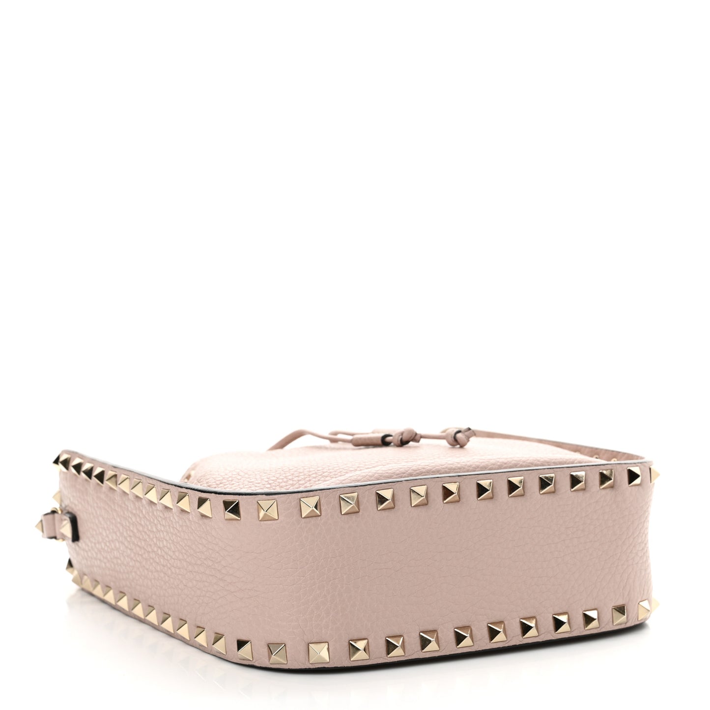 Grained Calfskin Rockstud Bucket Bag Poudre